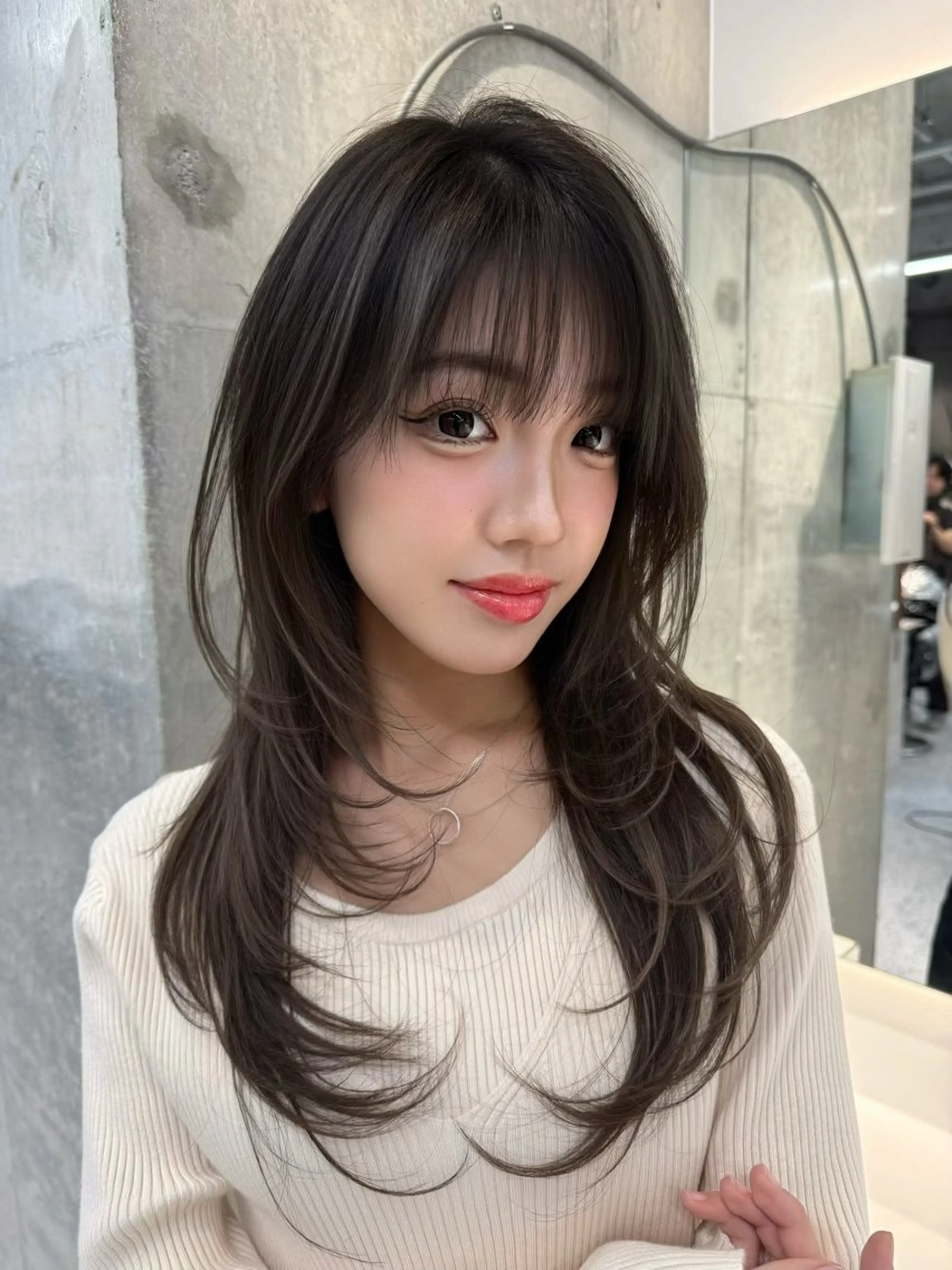 セミロング カラー 透明感カラー レイヤーカット 小顔カット カット ヘアカラー トリートメント ✨レイヤー/韓国 /✨ヘア山下　遥のヘアスタイル