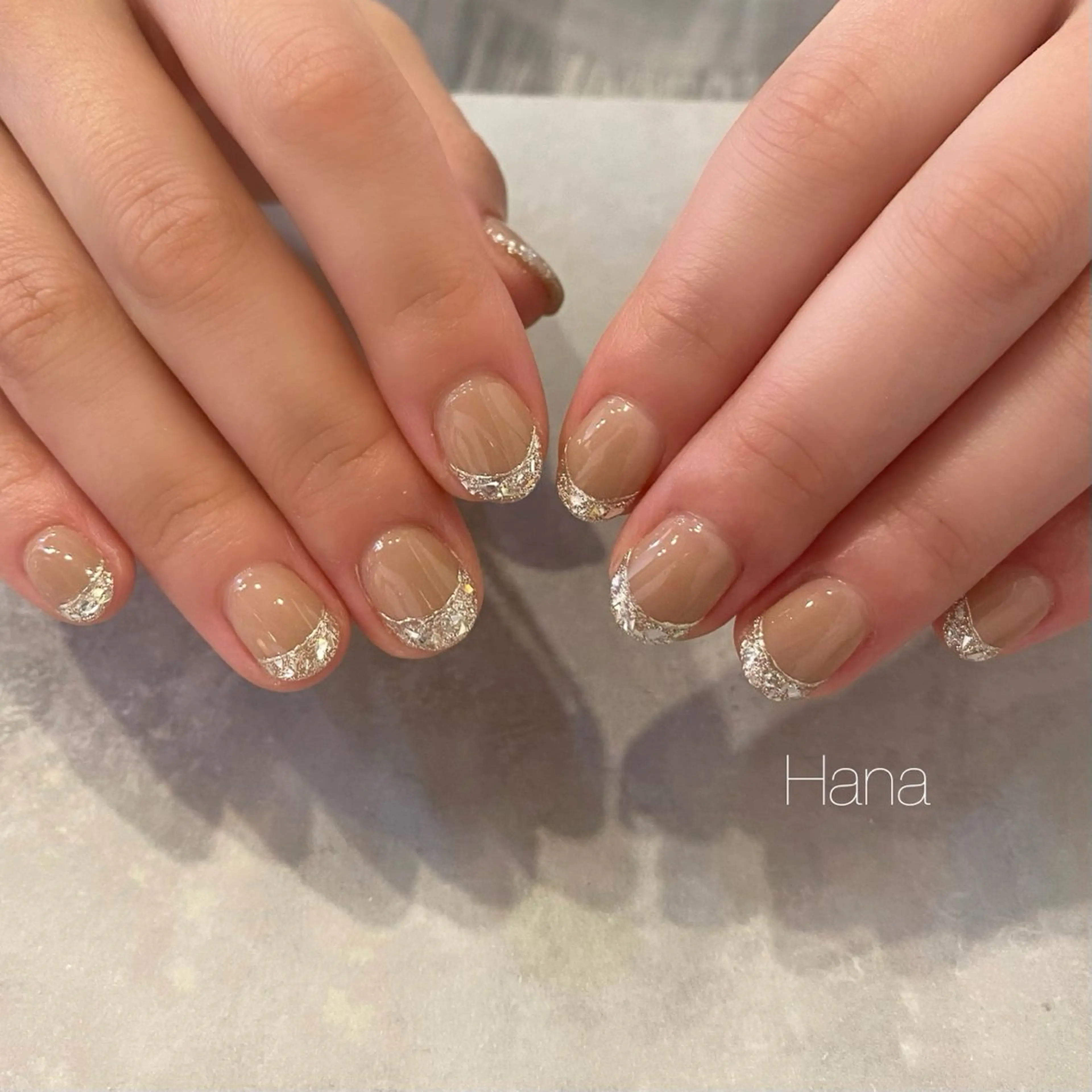 ネイル フレンチネイル ガラスフレンチ HANA /NOEM nailsalonのネイルデザイン