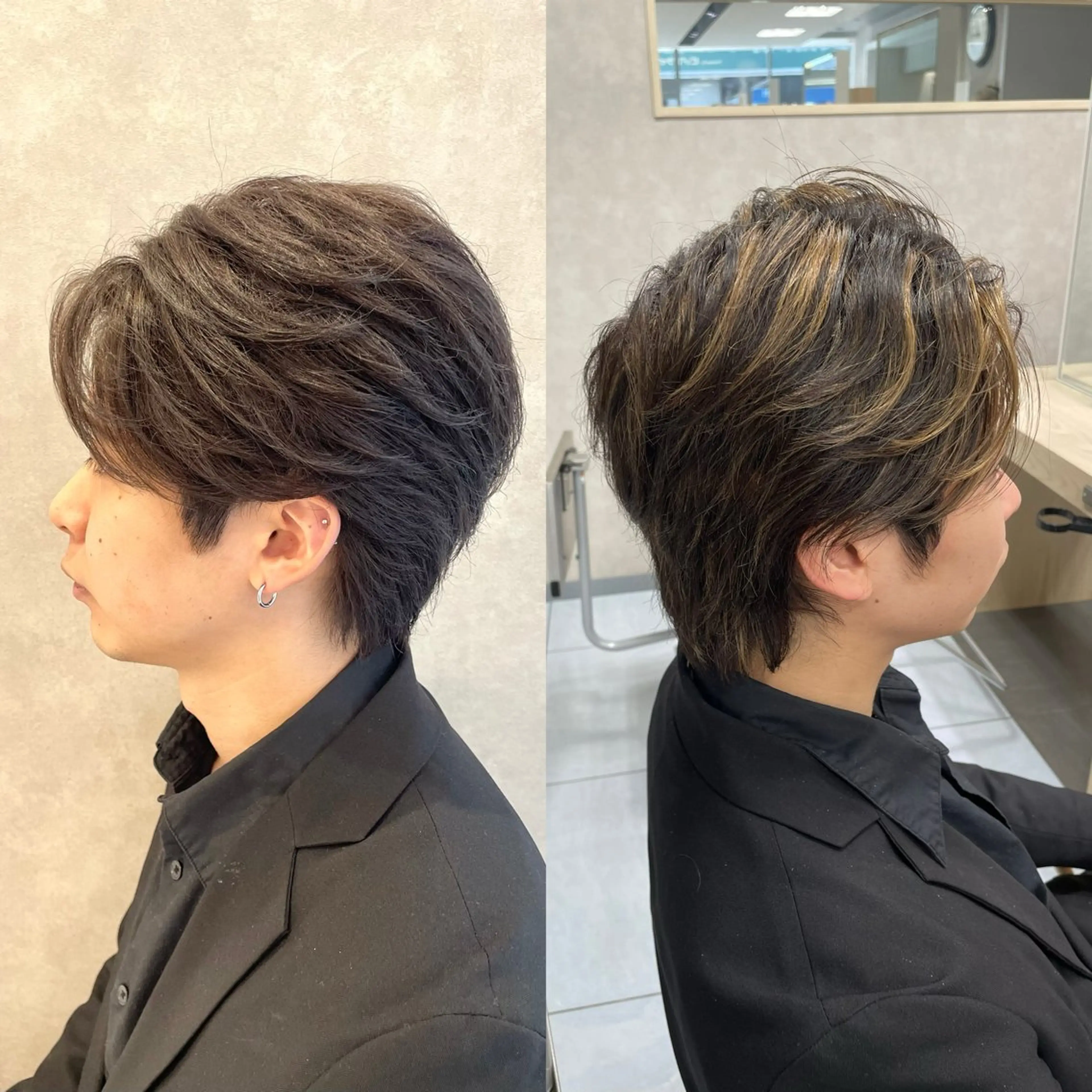 カラー メンズ アッシュ ブラウンカラー 透明感カラー グレージュ カット ヘアカラー トリートメント ダウンパーマ特化💎 ボブ・レイヤーりなのヘアスタイル