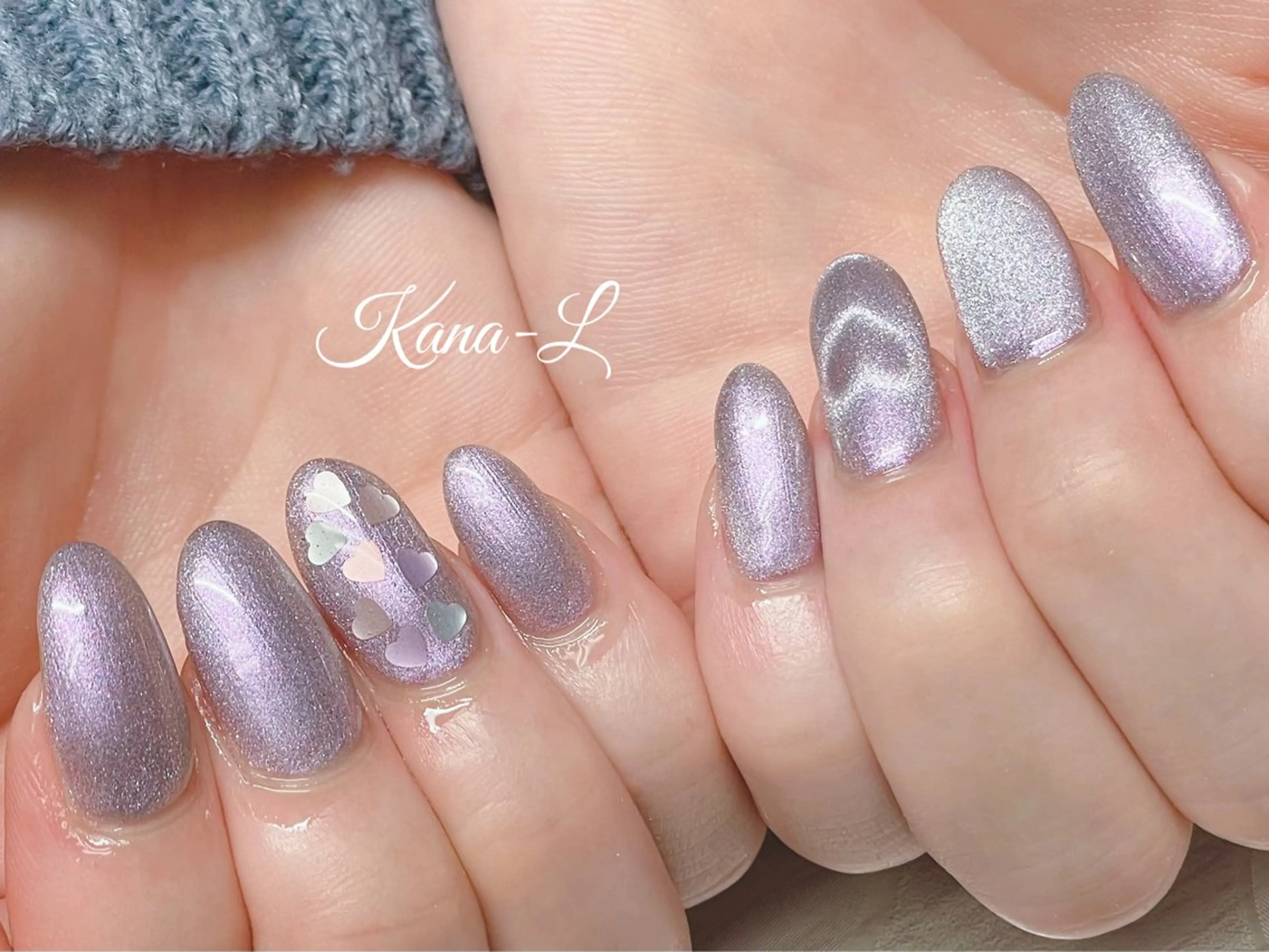 ネイル ジェルネイル ハート マグネットネイル パラジェル 芦辺 香奈のネイルデザイン