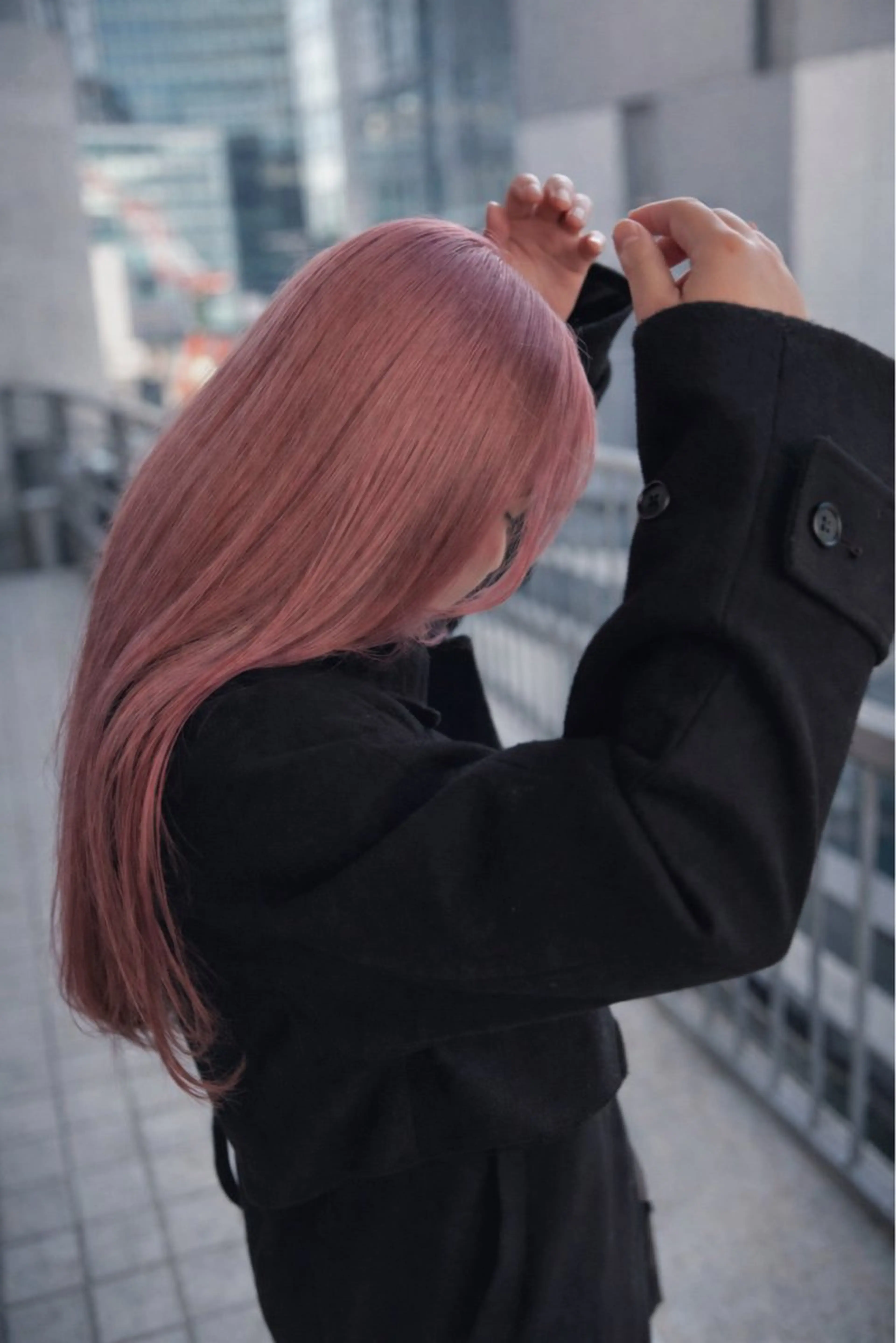 ミディアム カラー ピンクカラー ハイトーン/メンズ パーマ👾ますのヘアスタイル