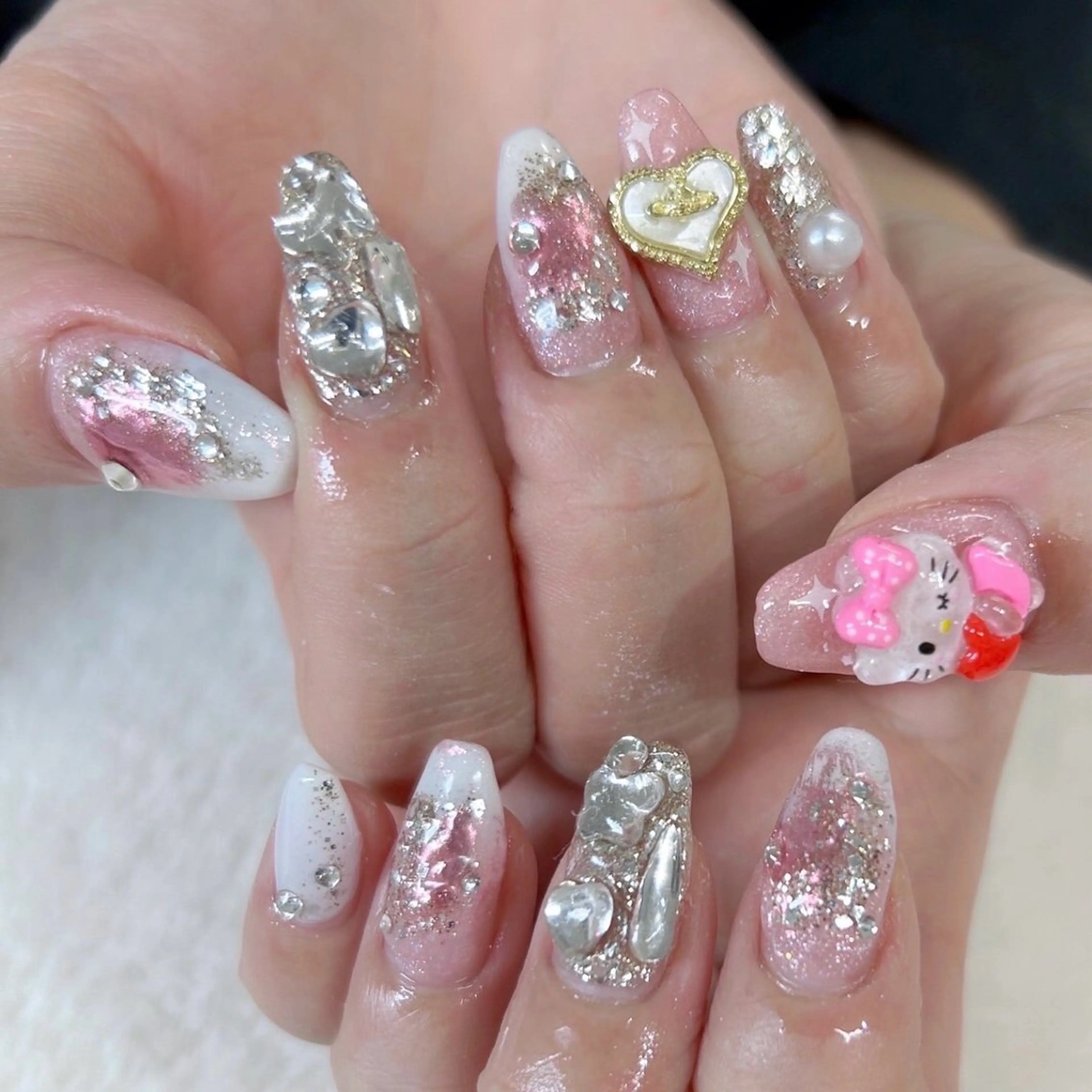 ネイル ミラーネイル ピンク ワンホンネイル ハンドネイル ハンドケア 心斎橋Salon Epokkuのネイルデザイン