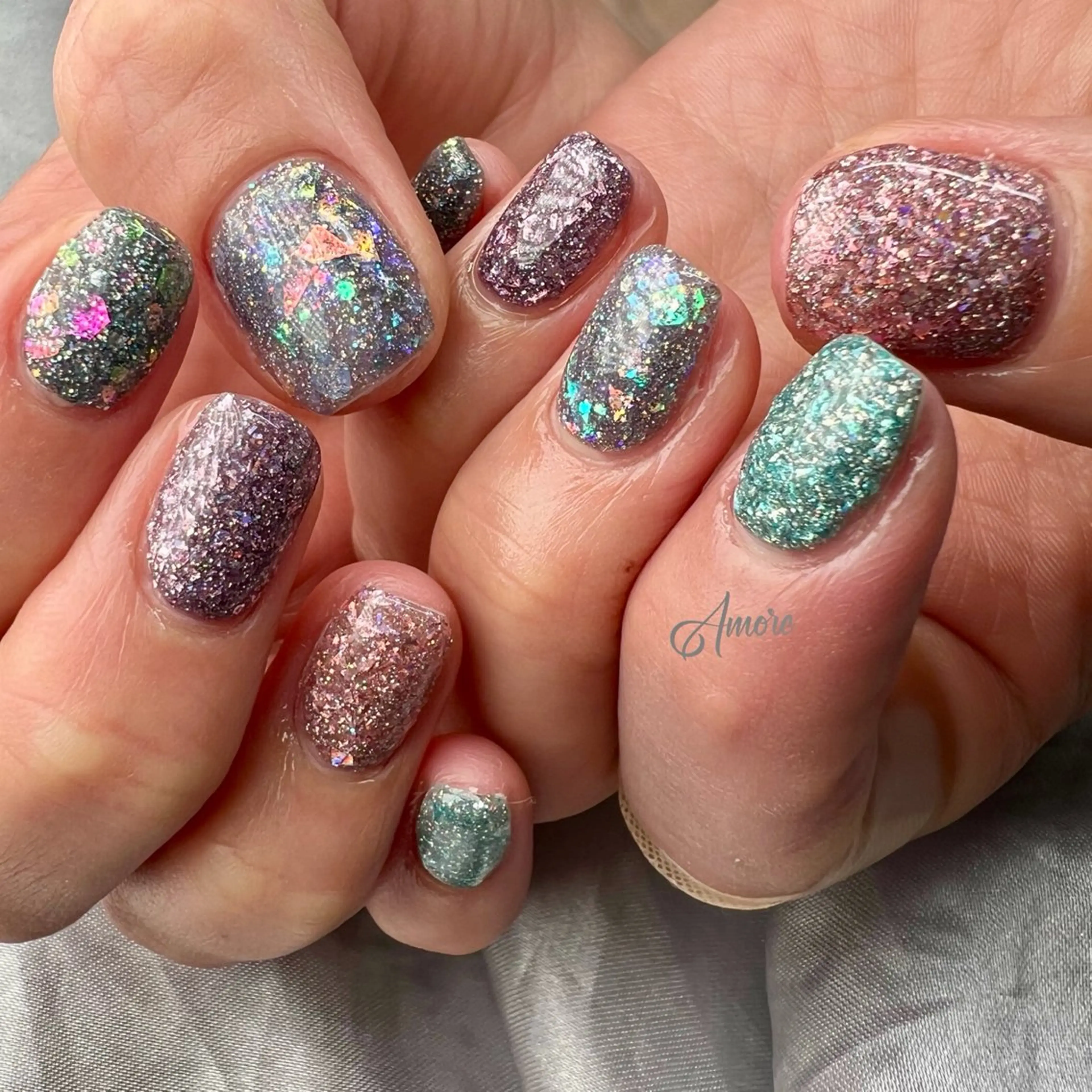 ネイル ジェルネイル キラキラネイル 韓国ネイル パラジェル 冬ネイル You kyehwaのネイルデザイン