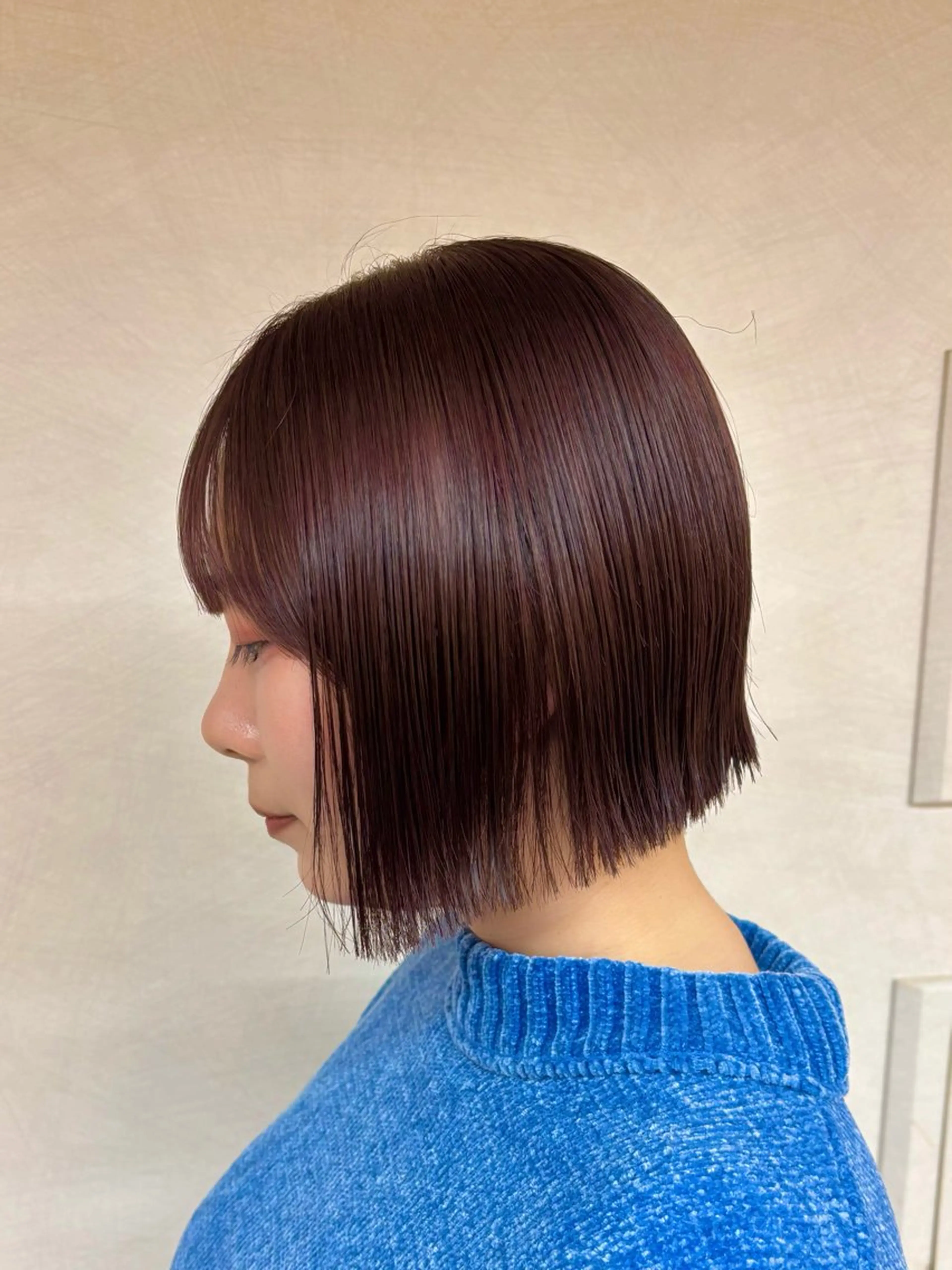 ショート カラー カシス ピンクカラー ボブ カット ヘアカラー トリートメント ボブ/レイヤー/透明 感カラー/Dai🌿のヘアスタイル