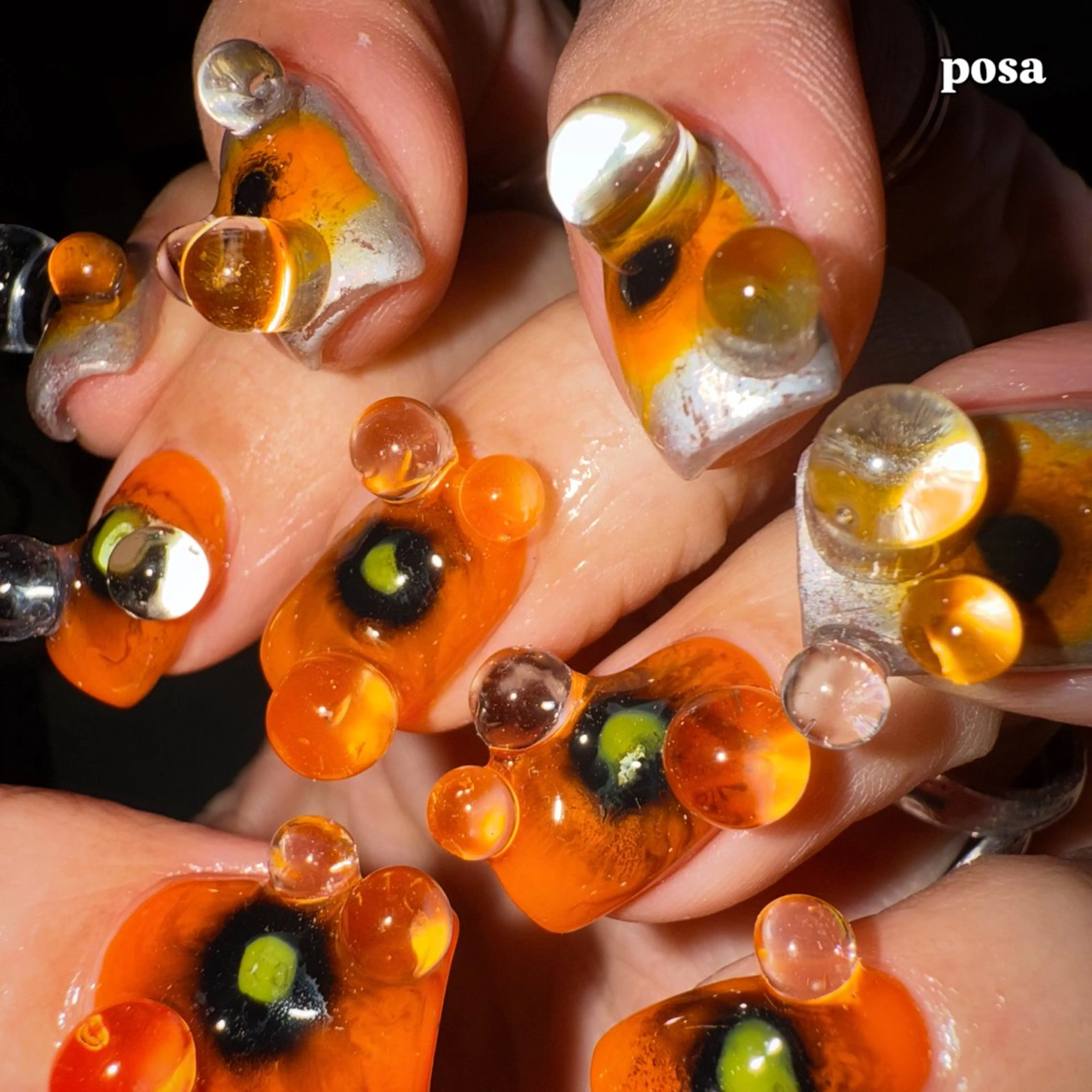 ネイル オレンジ ハンドネイル posa nail モエミのネイルデザイン