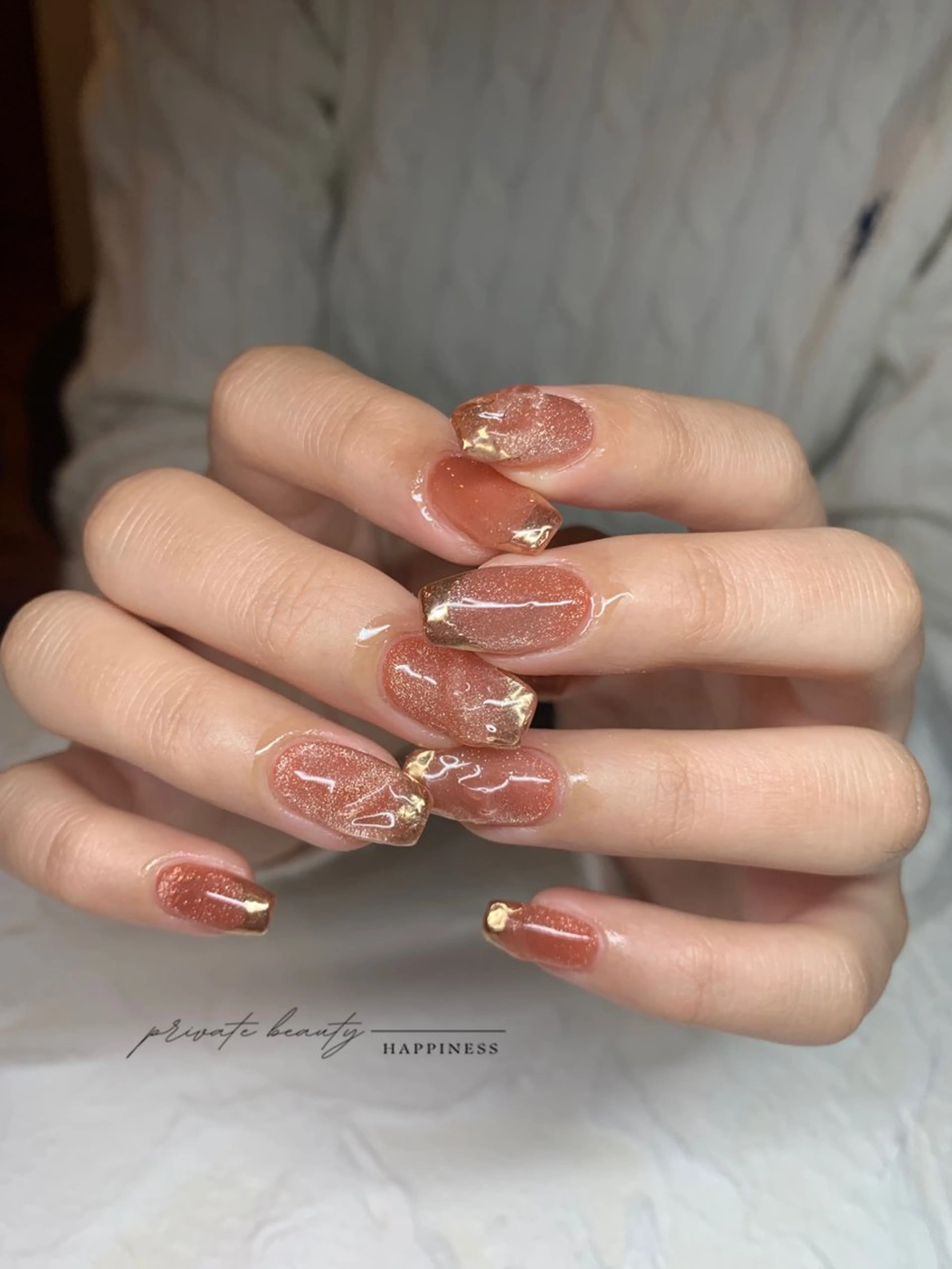 ネイル クリアネイル フレンチネイル マグネットネイル ミラーネイル happiness nailのネイルデザイン