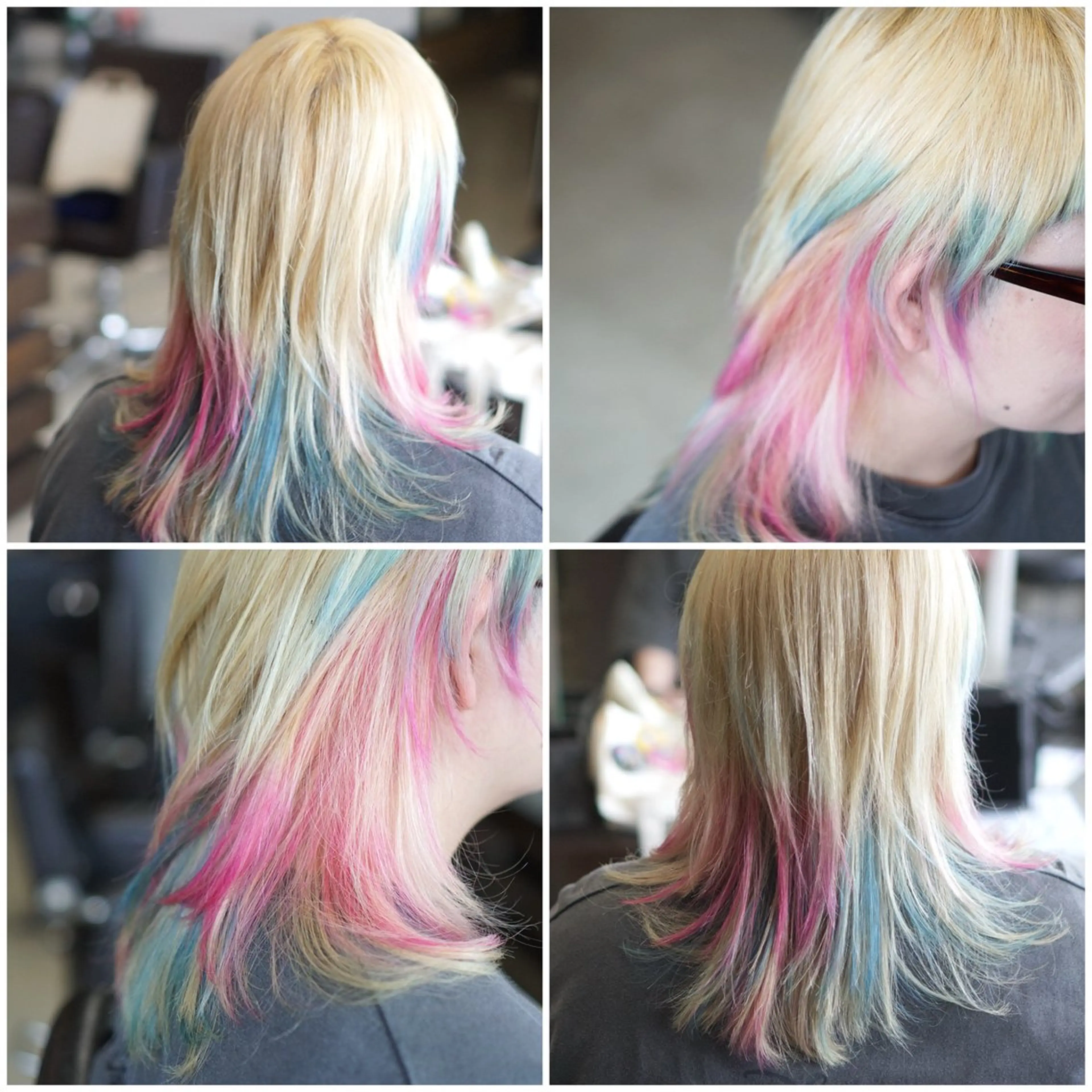 セミロング カラー ブリーチ ブルーカラー ケアブリーチ ピンクカラー トリートメント 中島 剛のヘアスタイル