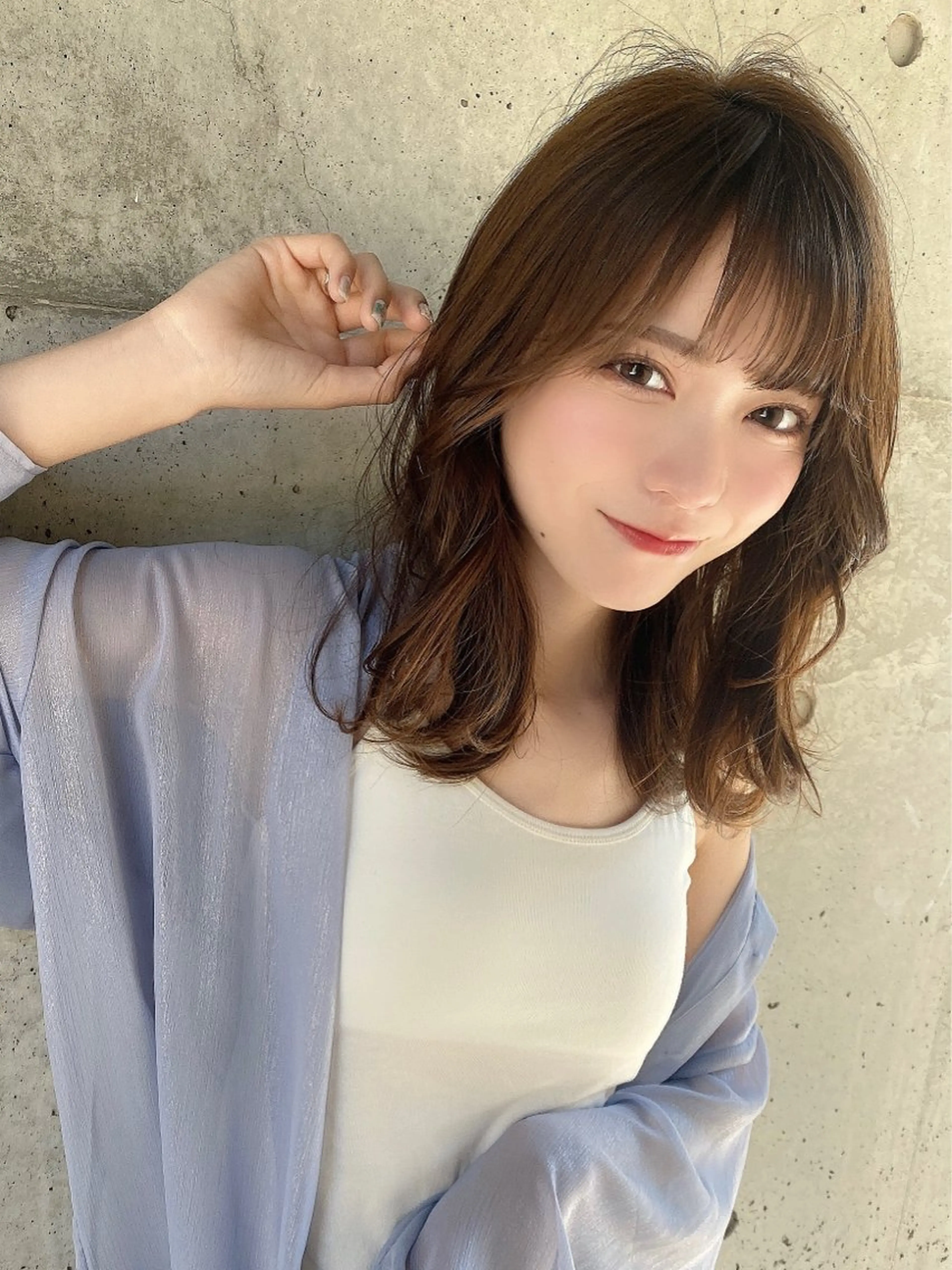 ミディアム カラー パーマ カット ヘアカラー トリートメント 新宿✨顔周りカット 韓国ヘア/坂本亜裟海のヘアスタイル