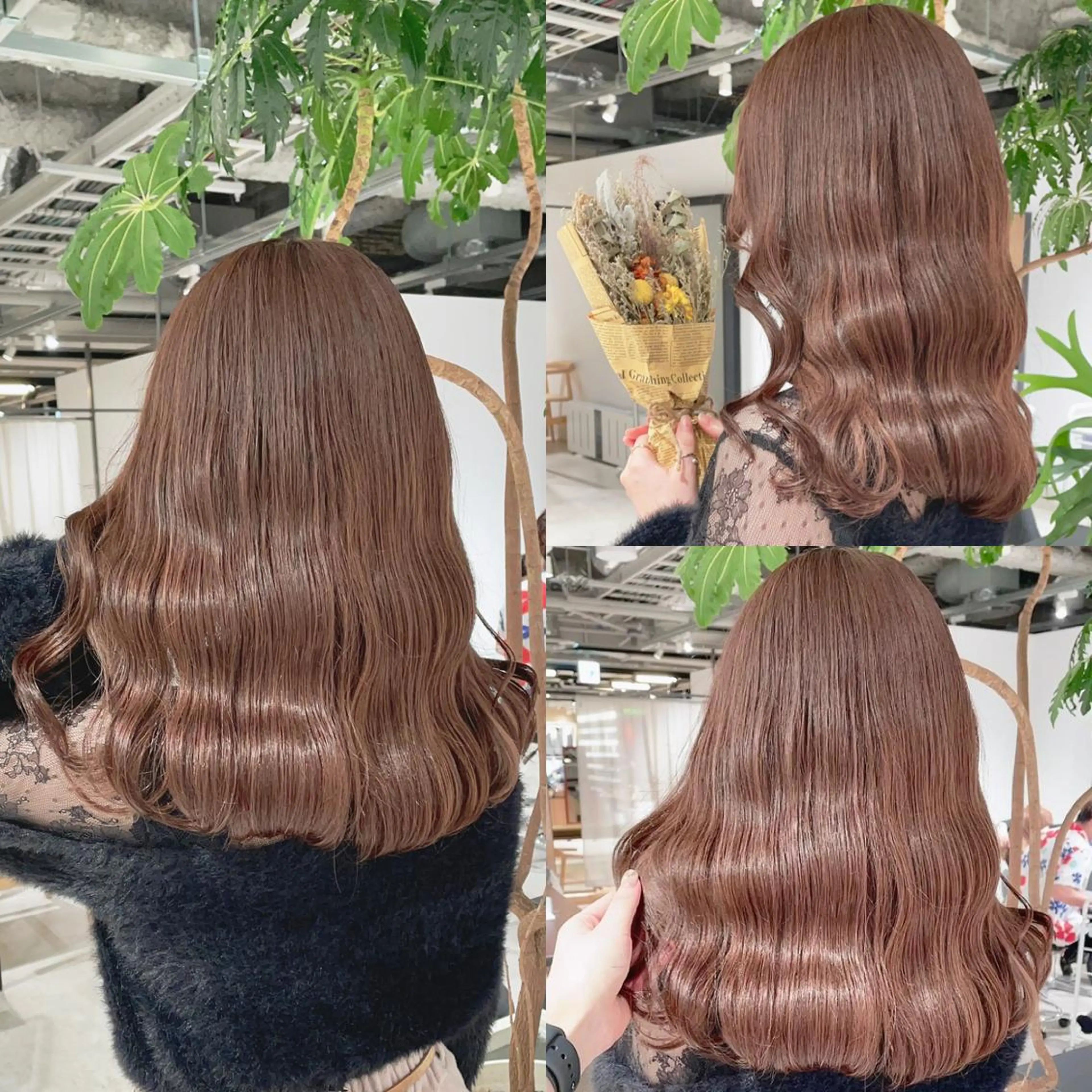 セミロング カラー ブラウンカラー ピンクカラー ピンクブラウン ヘアカラー トリートメント 渋谷:インナーカラー ／🍒エリカ🍒のヘアスタイル