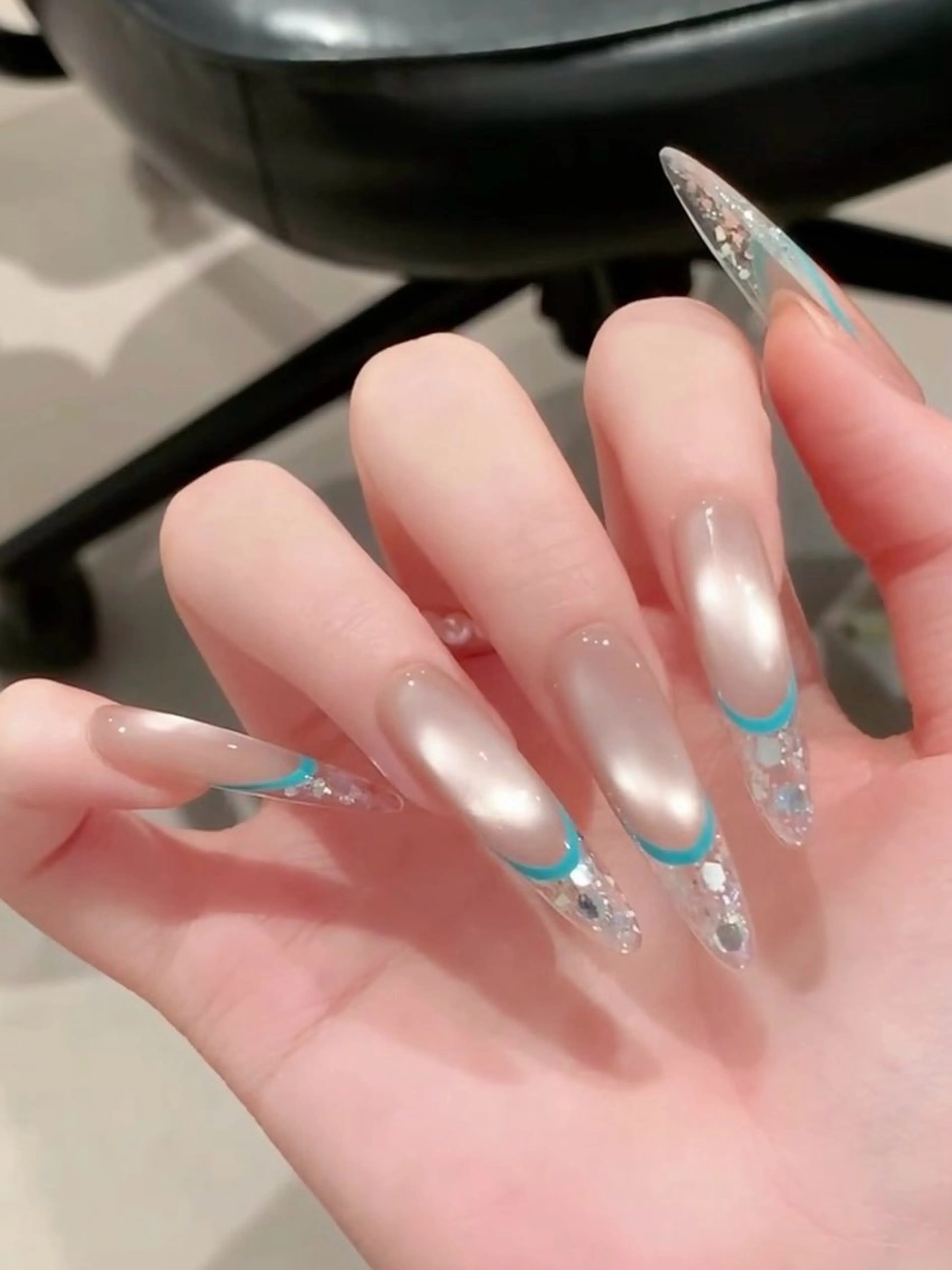 ネイル オーロラネイル チークネイル 成人式 フットネイル フレンチネイル ハンドネイル 長さだし専門 ありさのネイルデザイン