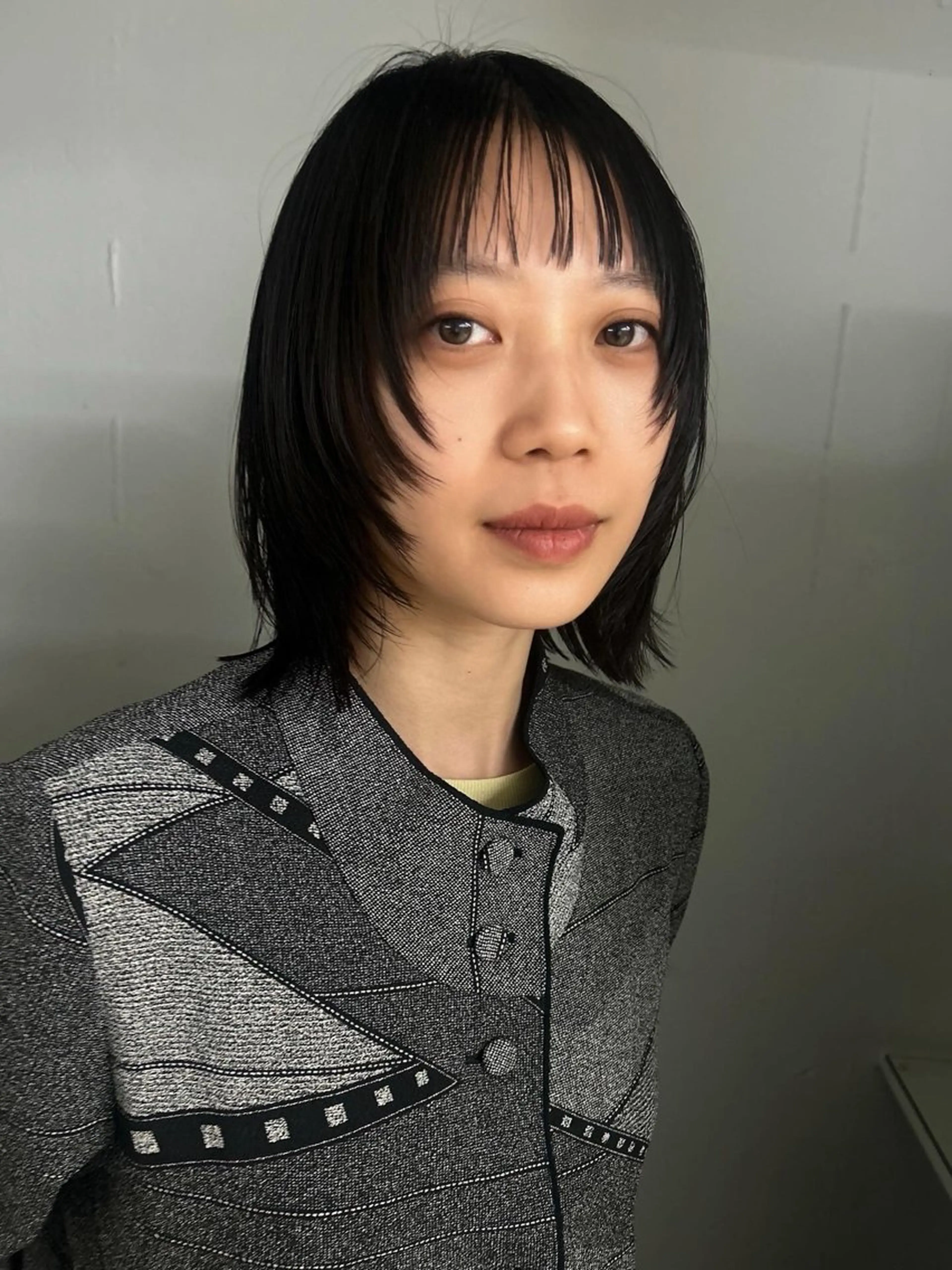 ショート ボブレイヤー ボブ レイヤーカット オン眉 カット 心斎橋/レイヤー/ ブリーチ/モエのヘアスタイル