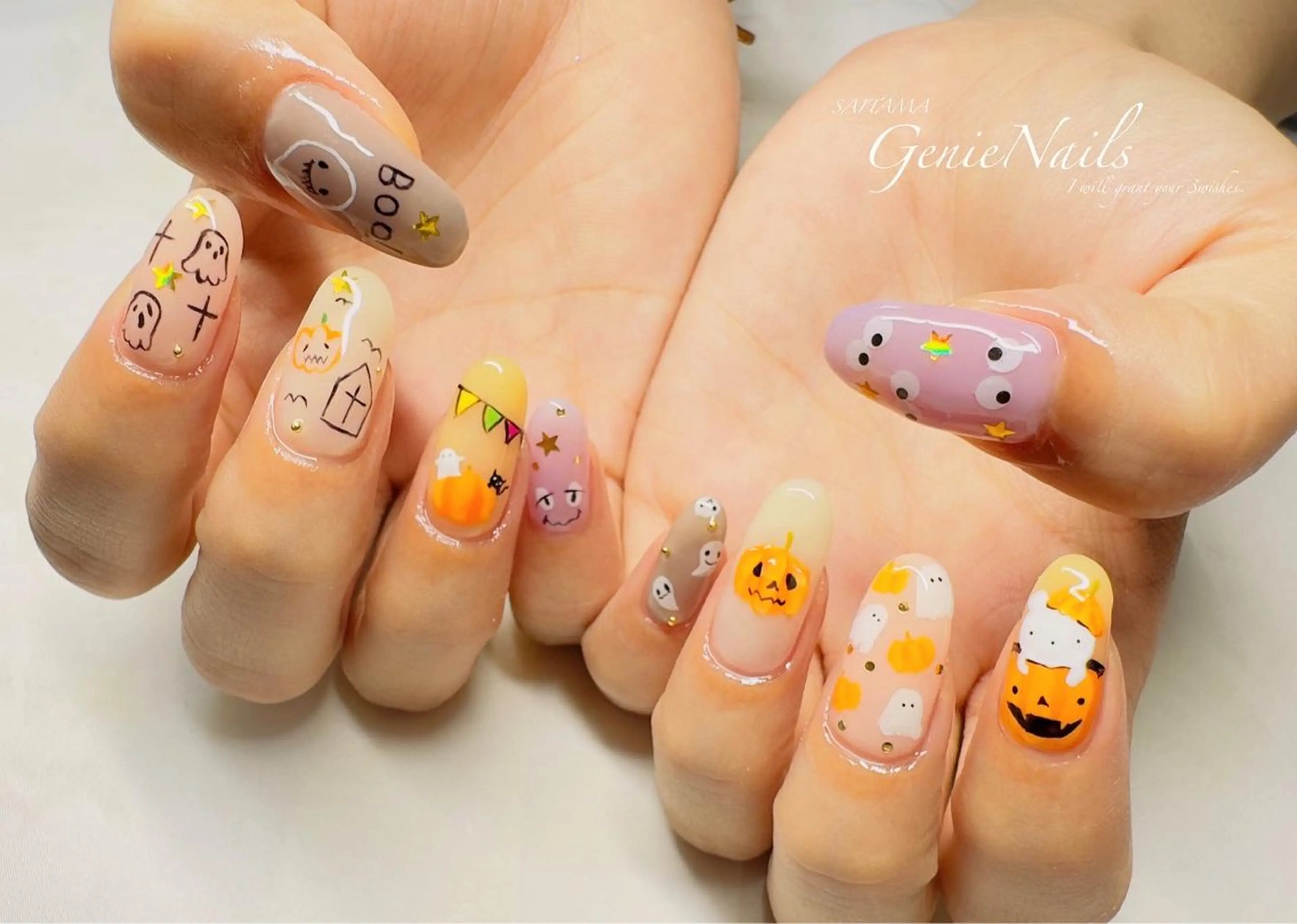メンズ ネイル ハロウィン アートネイル フットネイル ハロウィン メンズネイル Genie Nailsのネイルデザイン