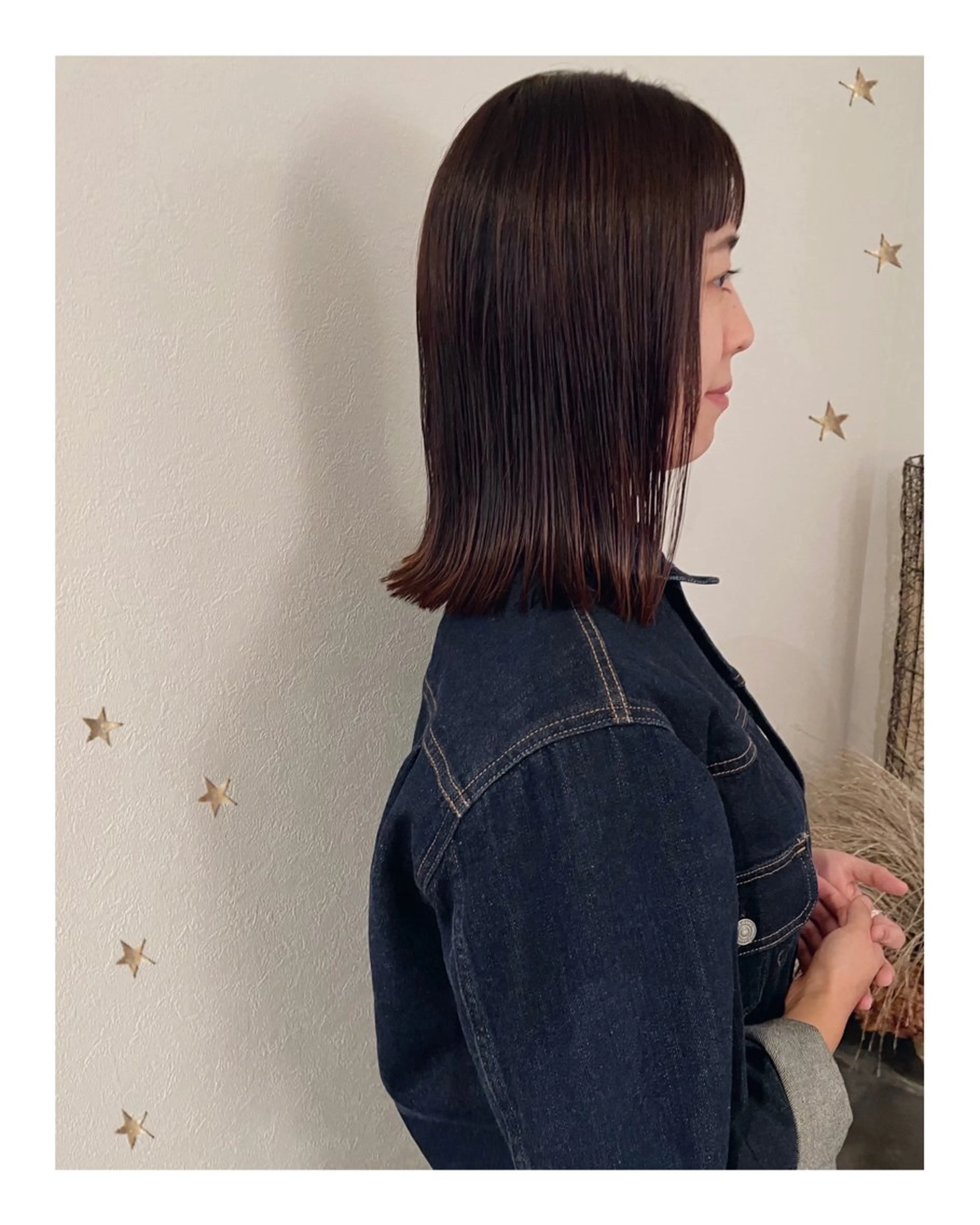 ミディアム カラー カット ヘアカラー 市川 千夏のヘアスタイル