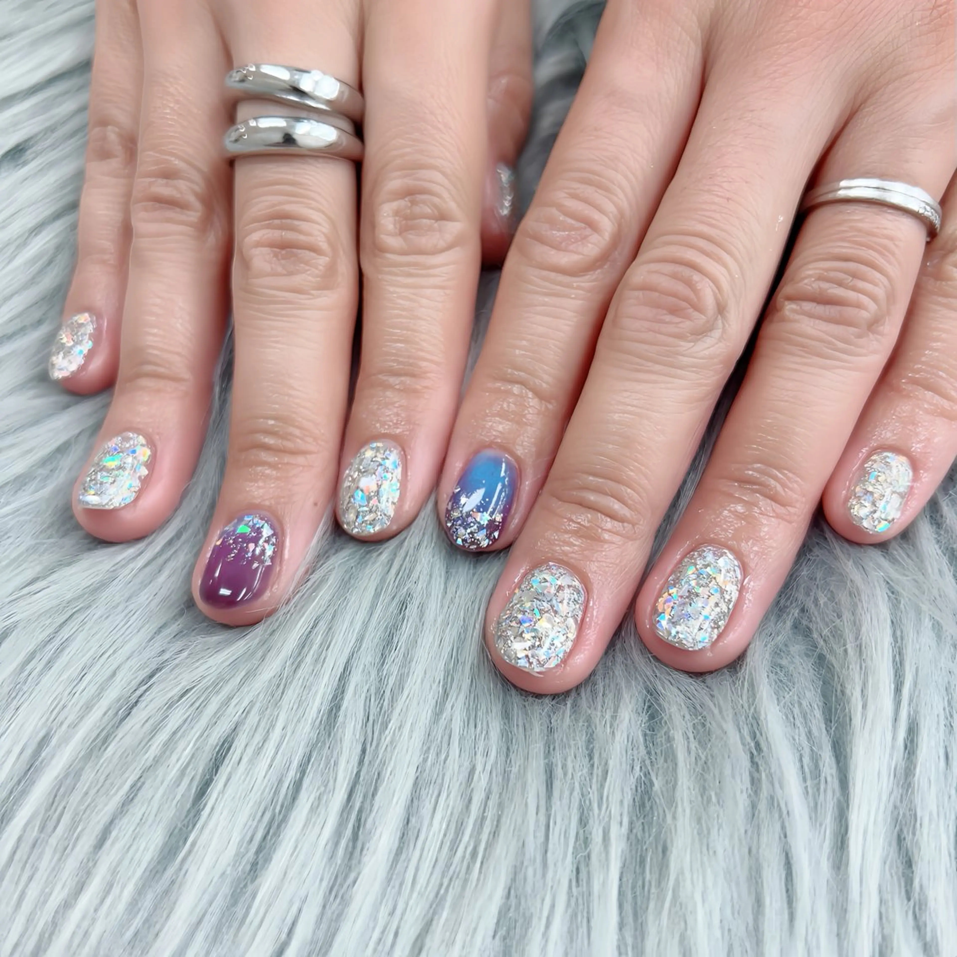 ネイル ブルー マグネットネイル パープル ハンドネイル Bianca立川店 saitoのネイルデザイン