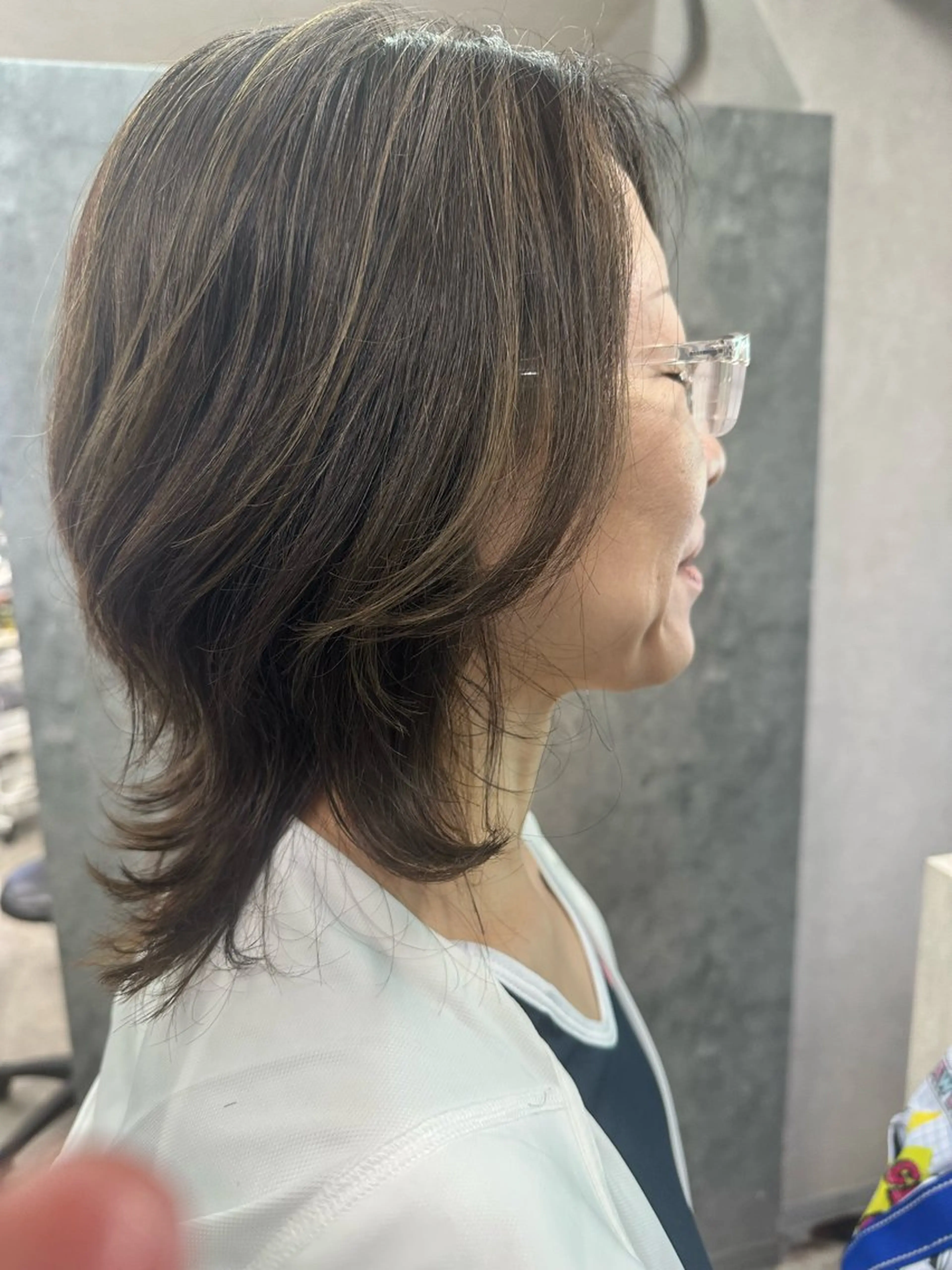 ミディアム ハイライト レイヤーカット Noyヨシモト ヒロトのヘアスタイル