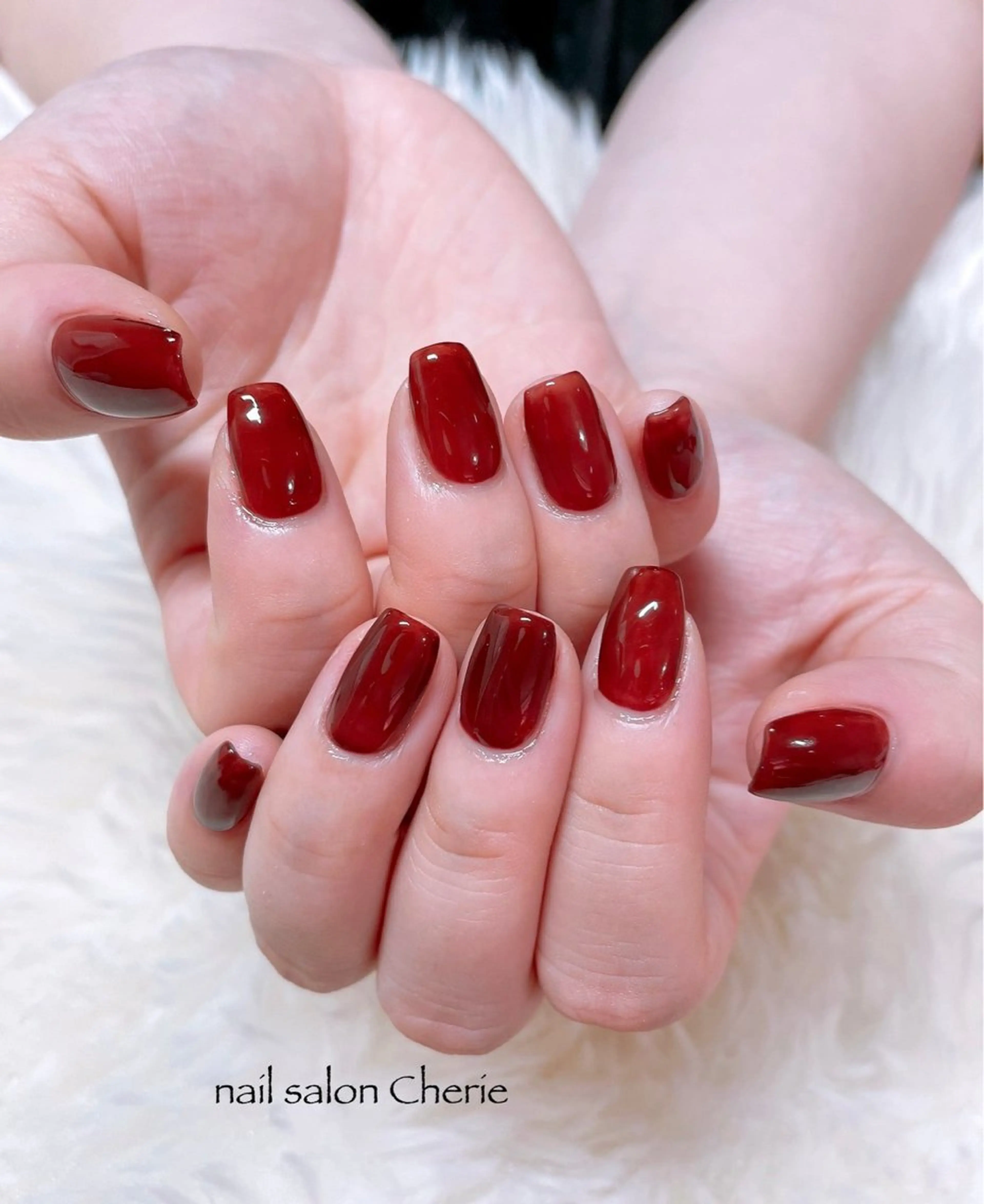 ネイル ボルドー ワンカラーネイル ハンドネイル nail salon Cherieのネイルデザイン