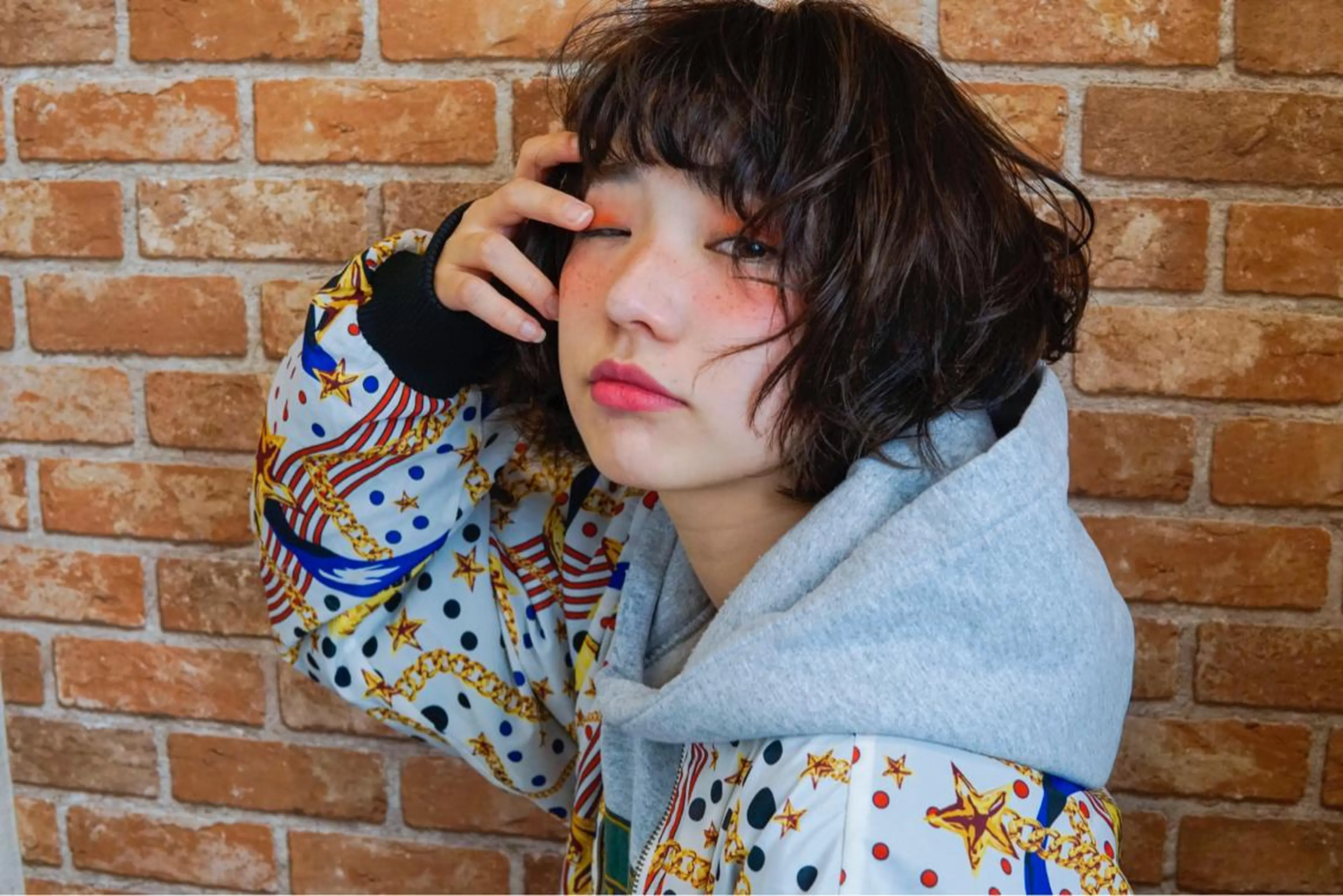 ショート カラー パーマ ボブ 髪質改善、エクステ 山口卓哉のヘアスタイル