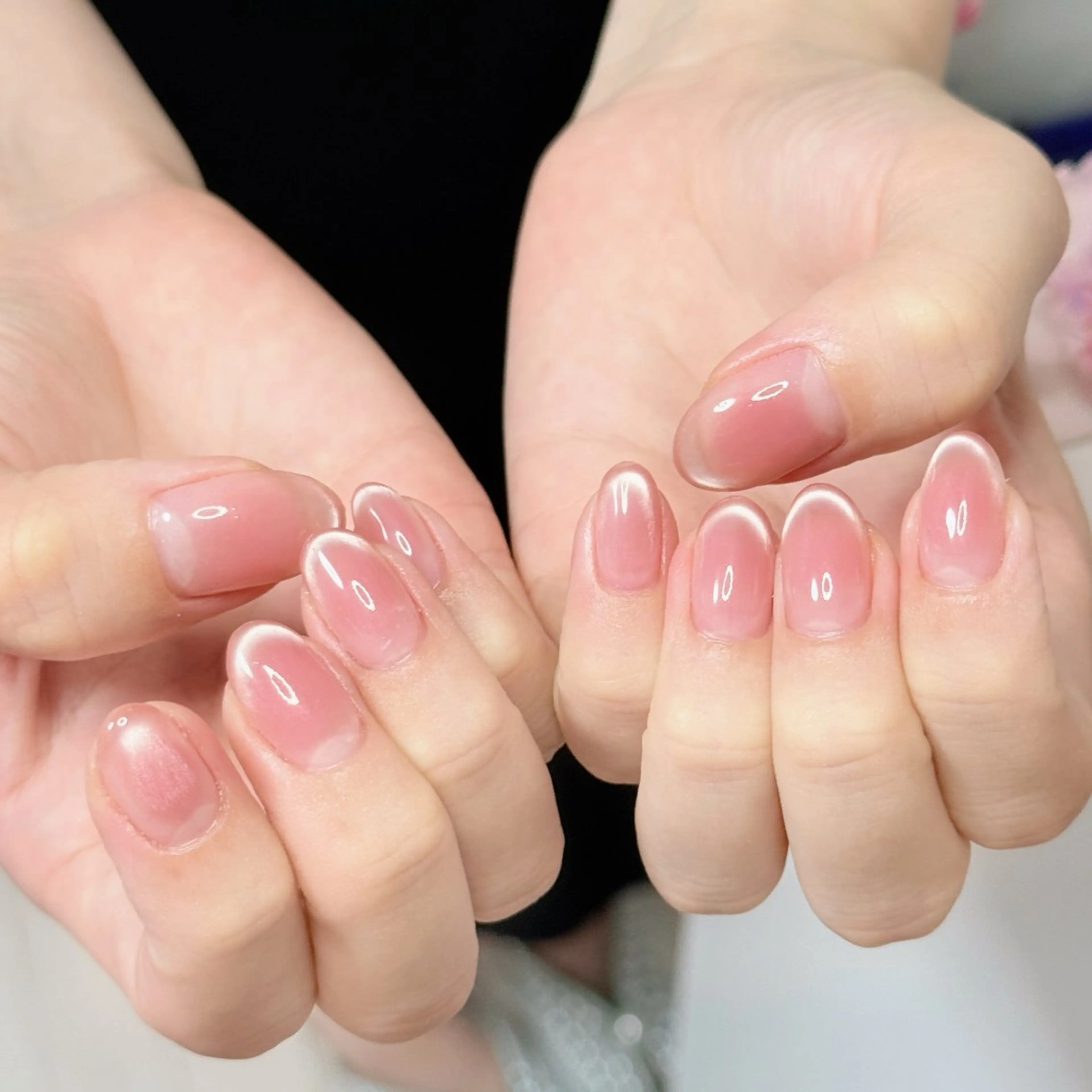 ネイル アートネイル オーロラネイル チークネイル フレンチネイル ガラスフレンチ ハンドネイル 🎀🎀YooLi Nail Salonのネイルデザイン