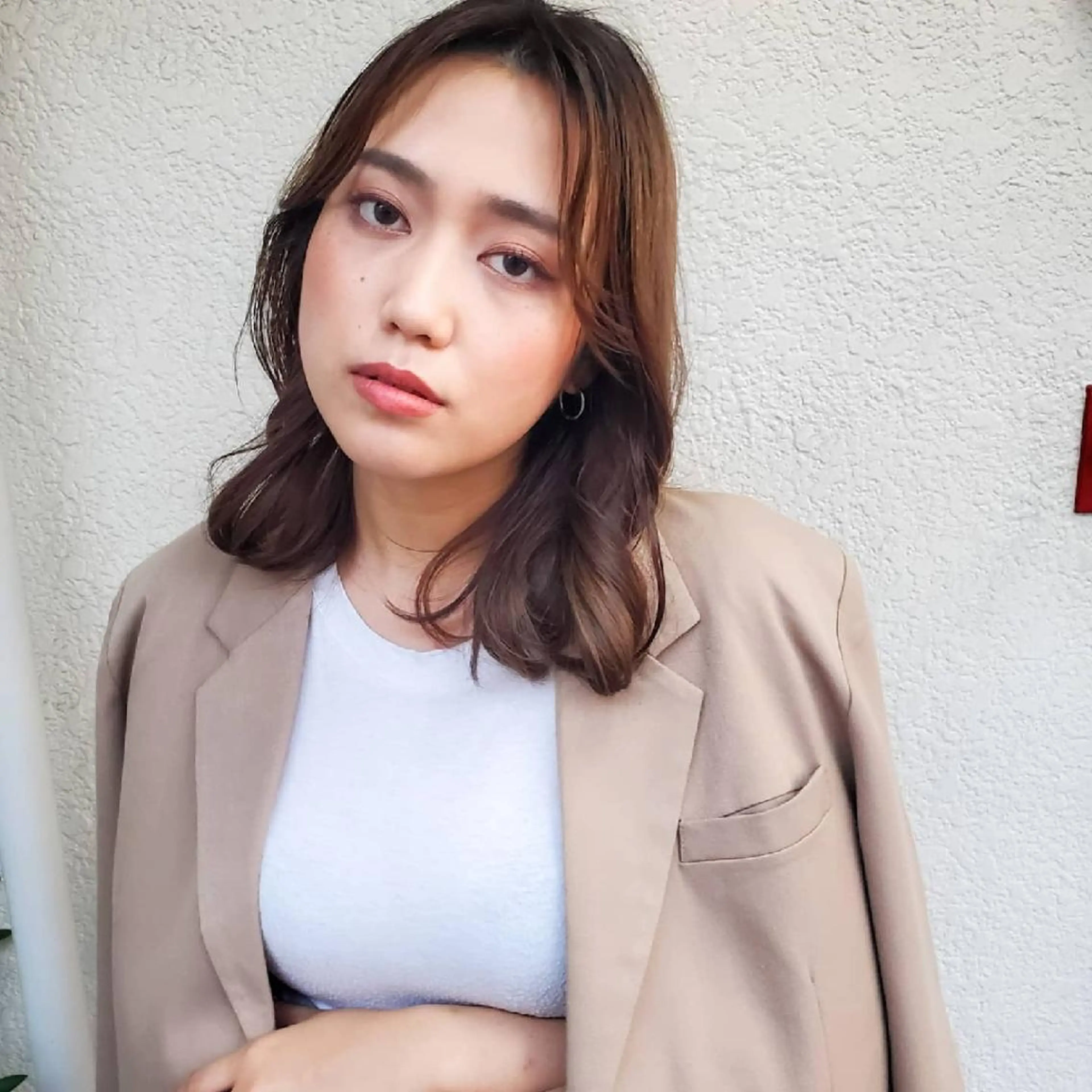 セミロング カラー 切りっぱなしボブ ショートボブ セミロングパーマ バレイヤージュ ベージュカラー カット ヘアカラー トリートメント 韓国ヘア レイヤー くびれヘアMATSUのヘアスタイル