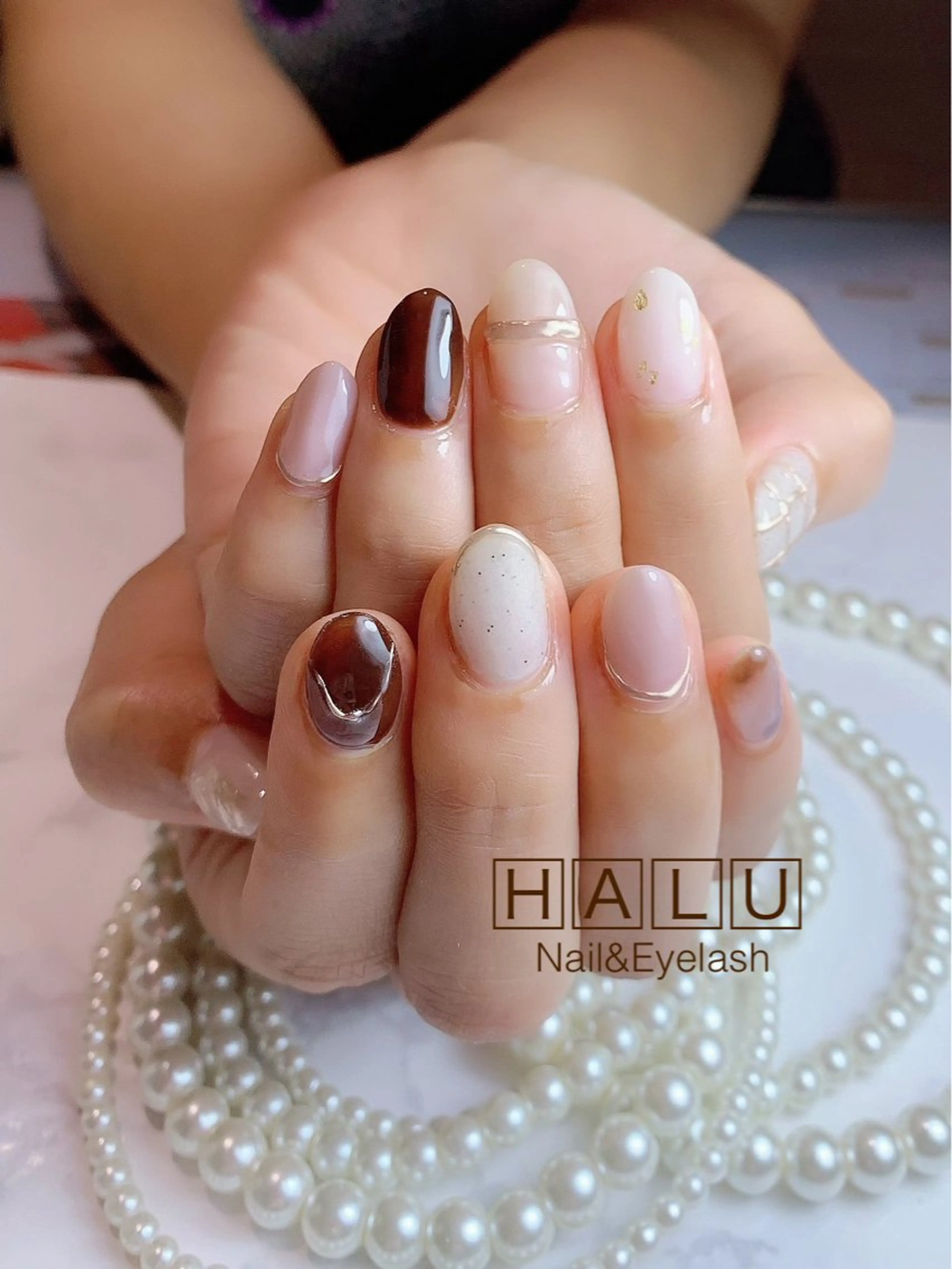 ネイル ブラウン HALU ハルのネイルデザイン