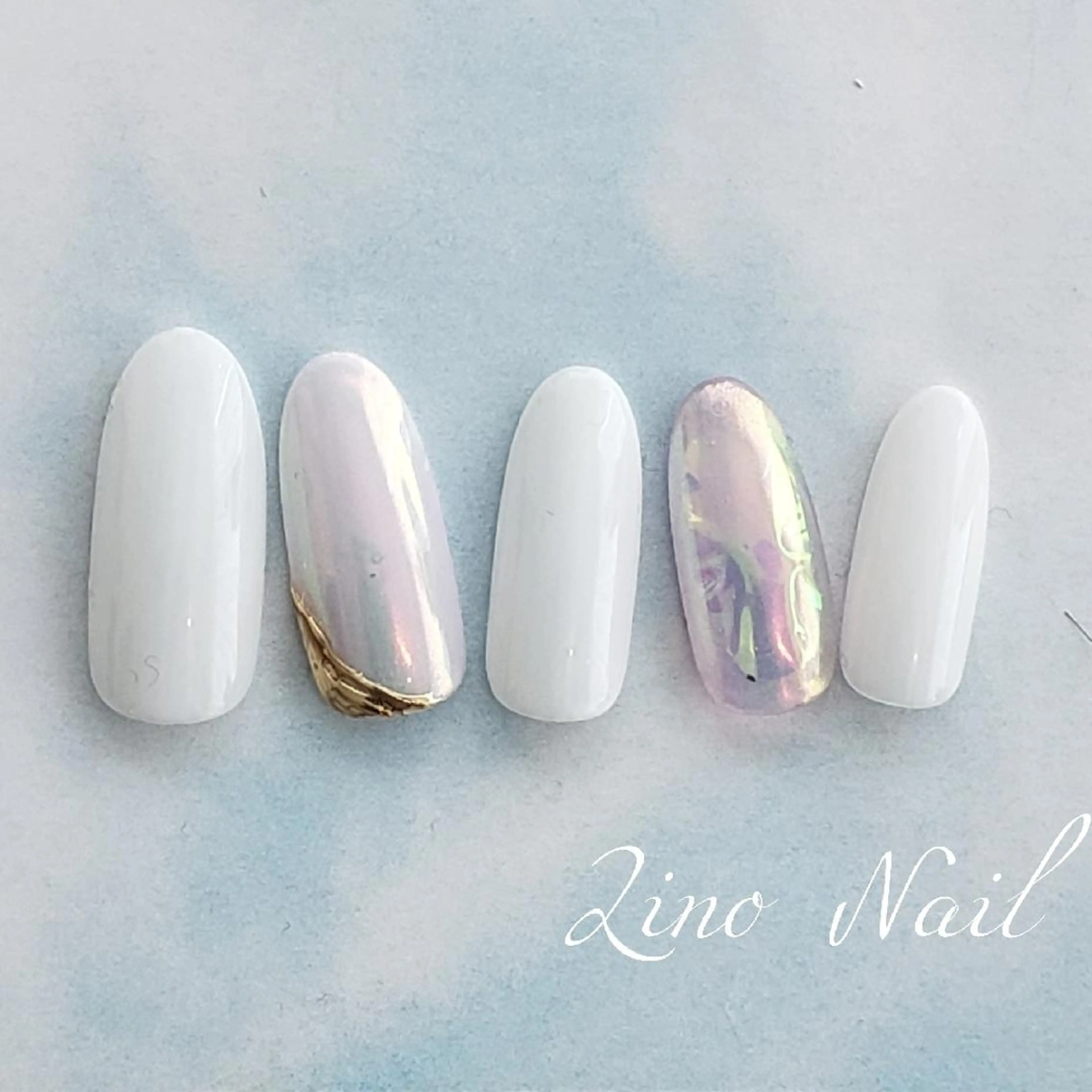 ネイル オーロラネイル カジュアル ジェルネイル 氷ネイル・うるうるネイル キラキラネイル ハンドネイル Lino Nailのネイルデザイン