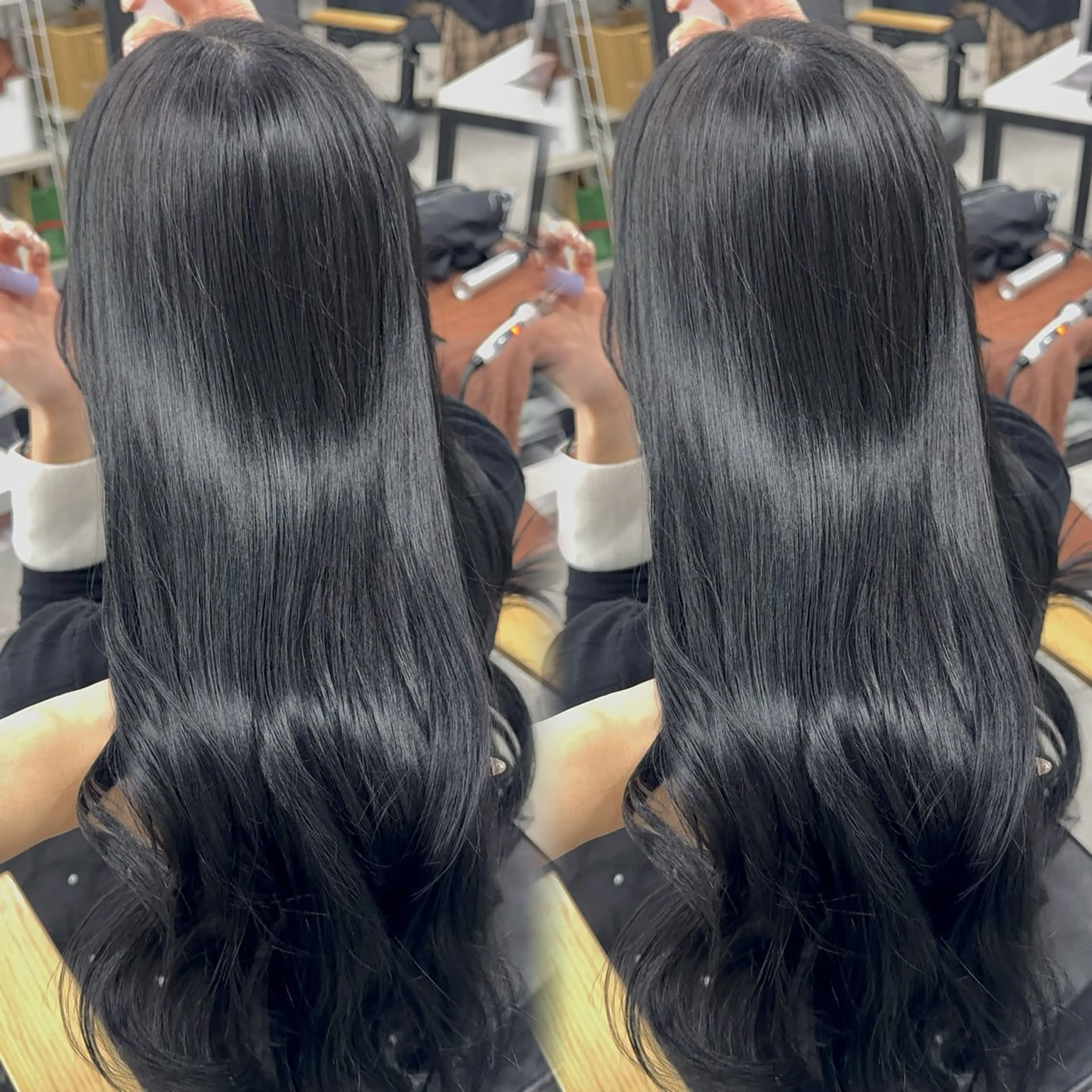 ロング カラー 黒髪 ブルーカラー ブルーブラック 透明感カラー カット ヘアカラー トリートメント 赤み無し柔らかカラー 【梅田】madokaのヘアスタイル