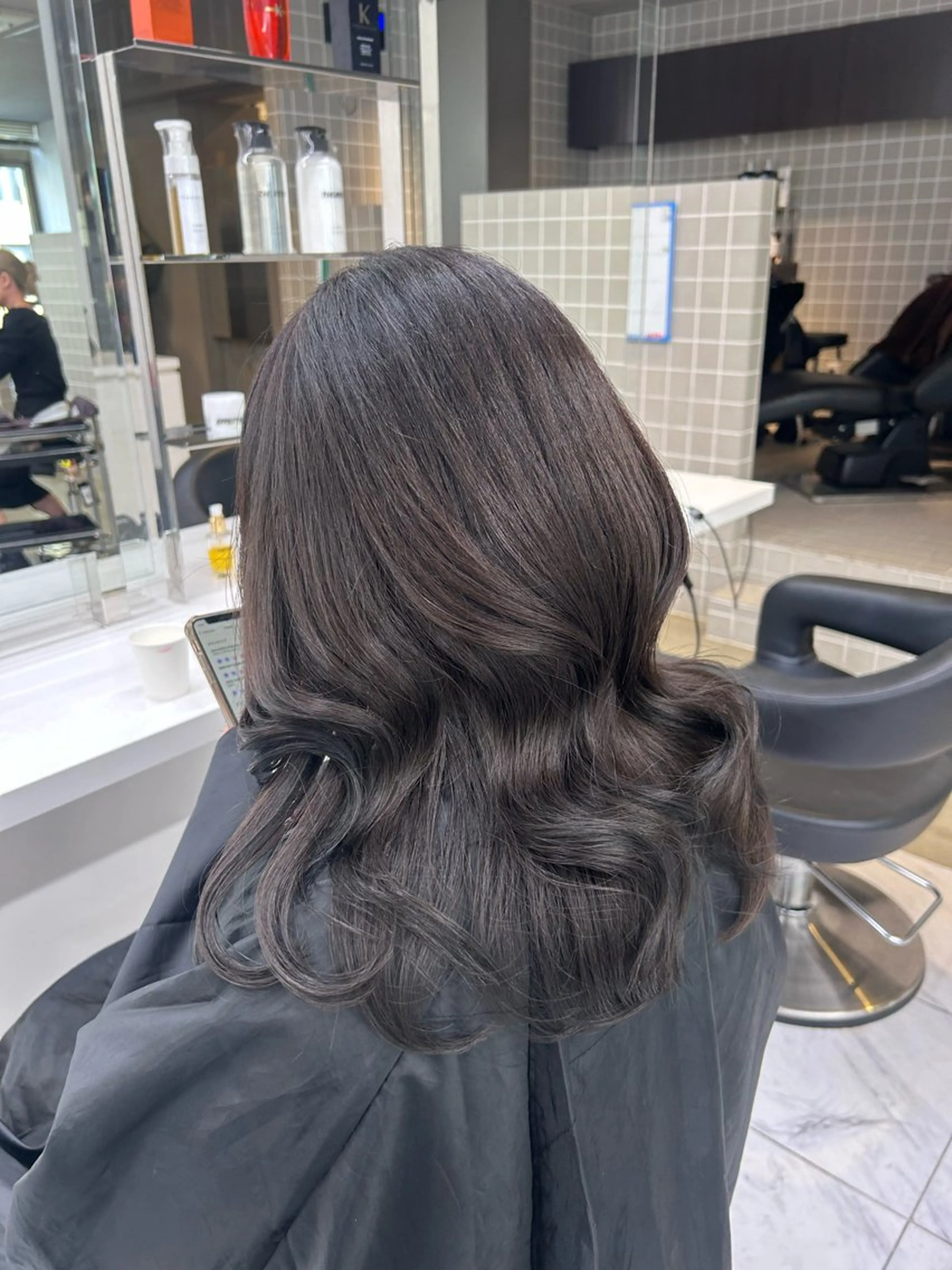 ロング カラー パーマ ヘアアレンジ メンズ キッズ ブリーチなしカラー/ ブラウン/レイヤーのヘアスタイル