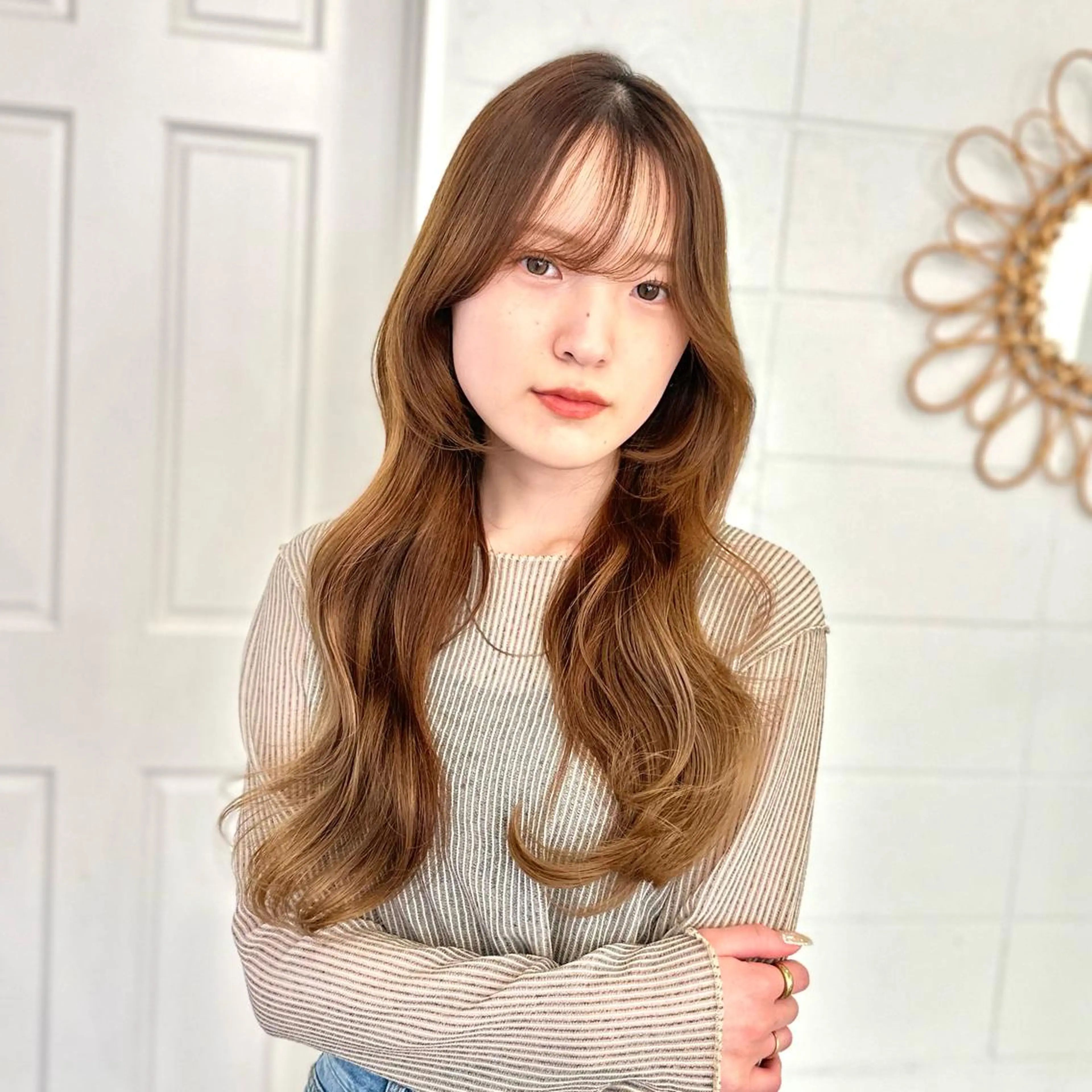 ロング カット ヘアカラー トリートメント 🌹ハッシュカット、 レイヤー韓国ヘア🌹のヘアスタイル