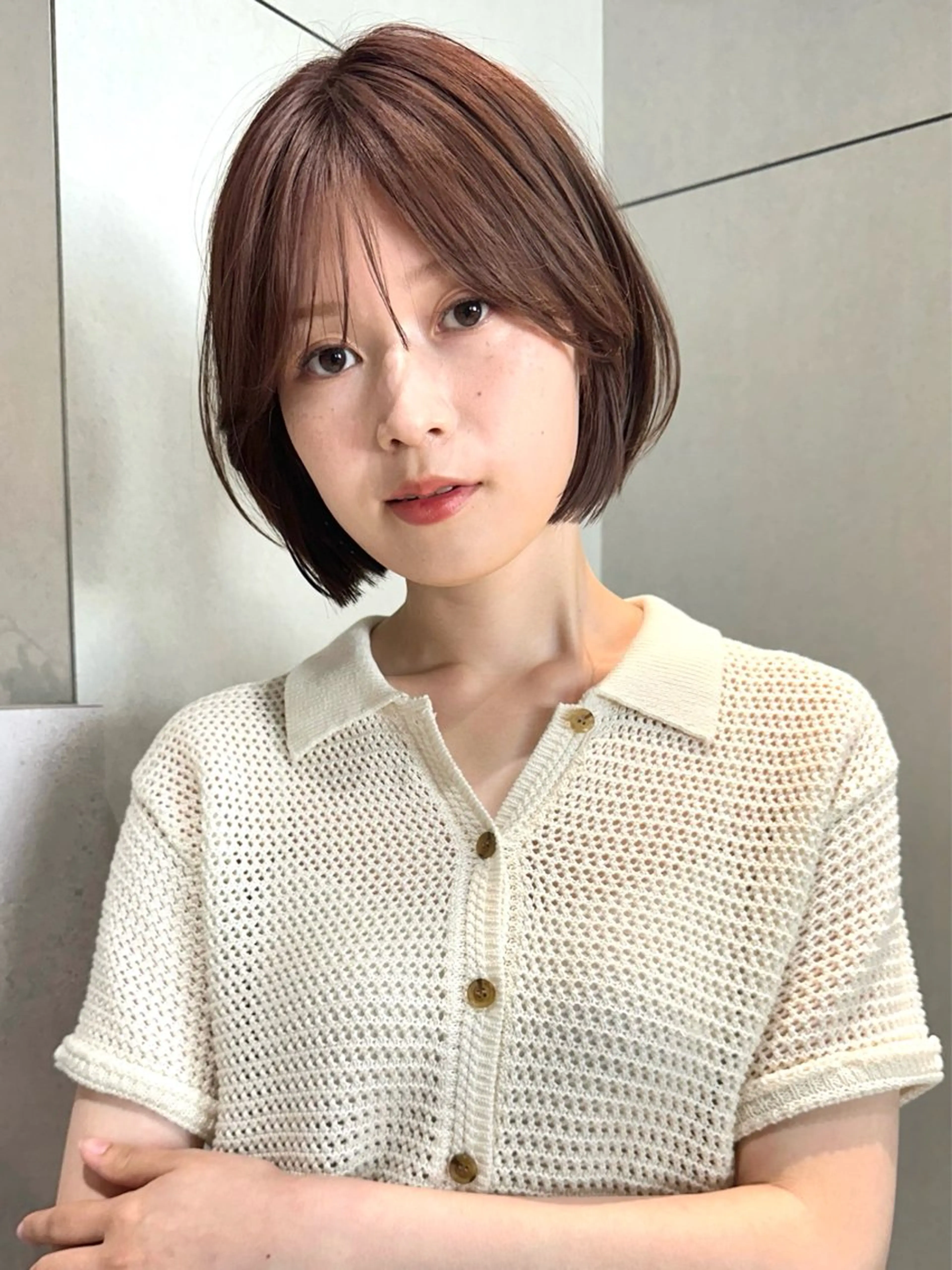 ショート カラー パーマ 🫧小顔×似合わせ× 透明感カラー🫧のヘアスタイル