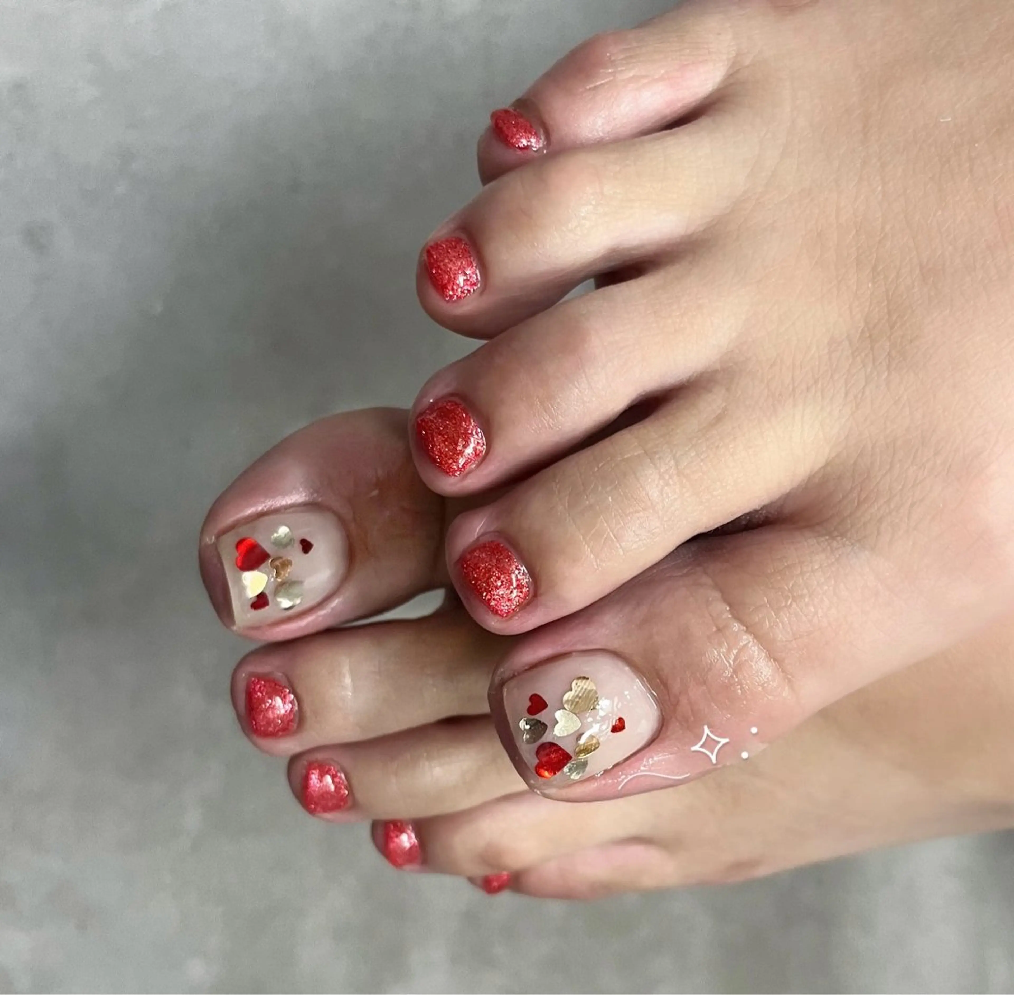 ネイル ハート ワンカラーネイル フットネイル Lumos  nails&eyelashes 北堀江所属・Lumos/ 🎀MAI🎀のネイルデザイン