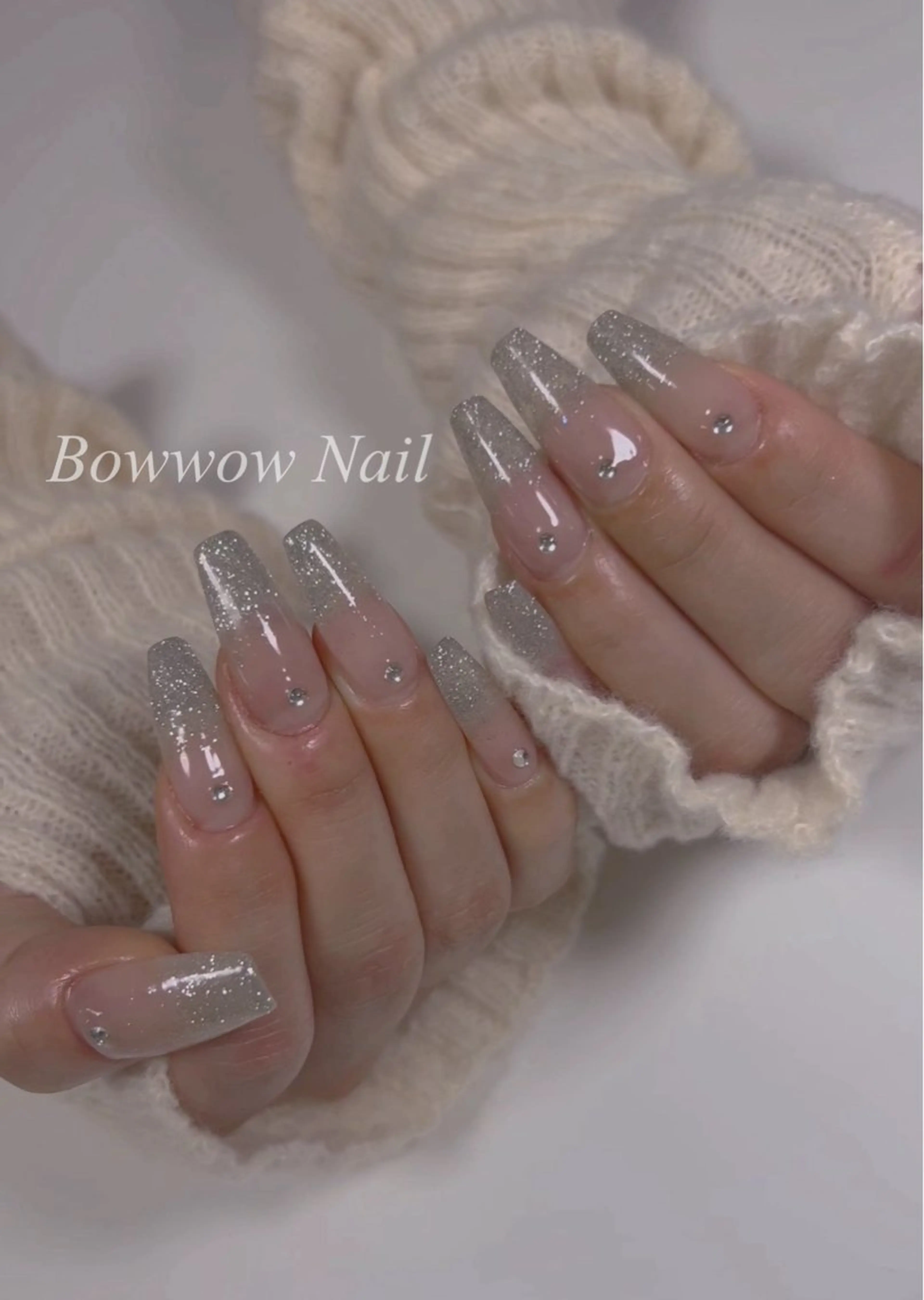 ネイル 長さ出し フラッシュネイル グラデーション ラメ(グリッター) ラメグラデーション ハンドネイル Bow wow Nail さや🧸のネイルデザイン