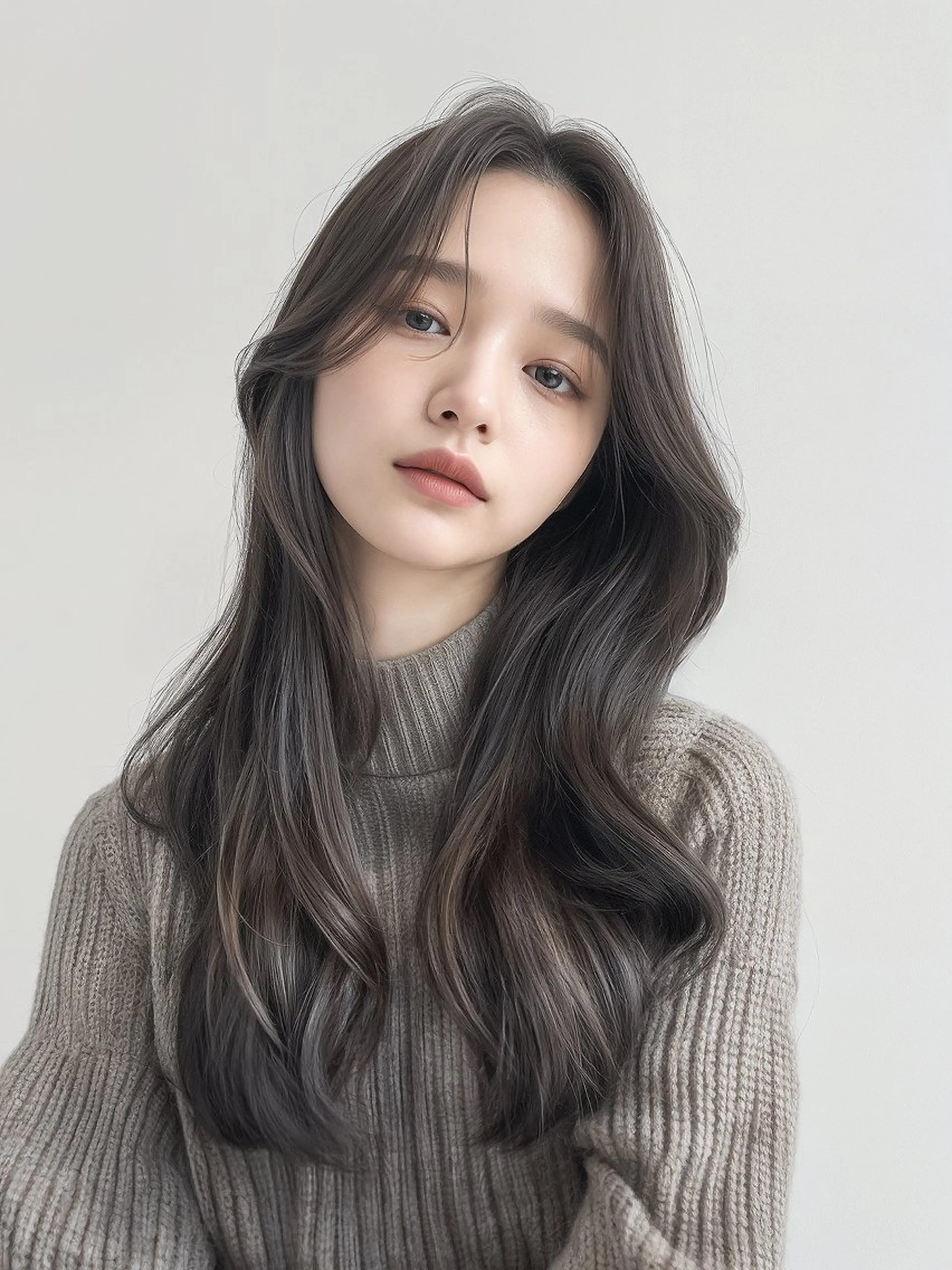 ロング カラー ダークグレー ダークグレージュ グレージュ レイヤーカット カット ヘアカラー トリートメント レイヤー/ハッシュ 渋谷/サッタのヘアスタイル