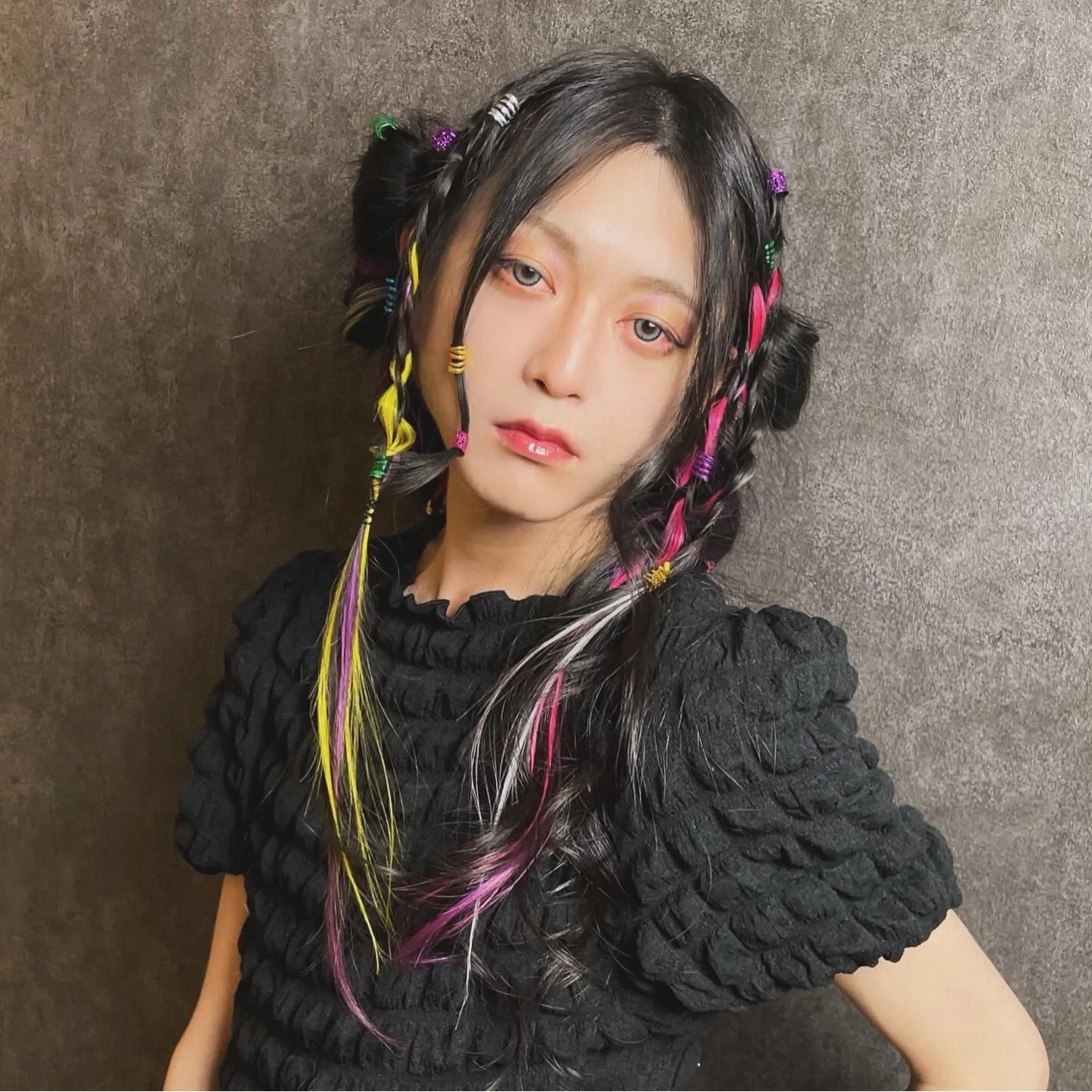 ロング カラー プルエクステ 黒髪 デザインカラー インナーカラー エクステ shiho/名駅💎 ケアカラー/ブリーチのヘアスタイル