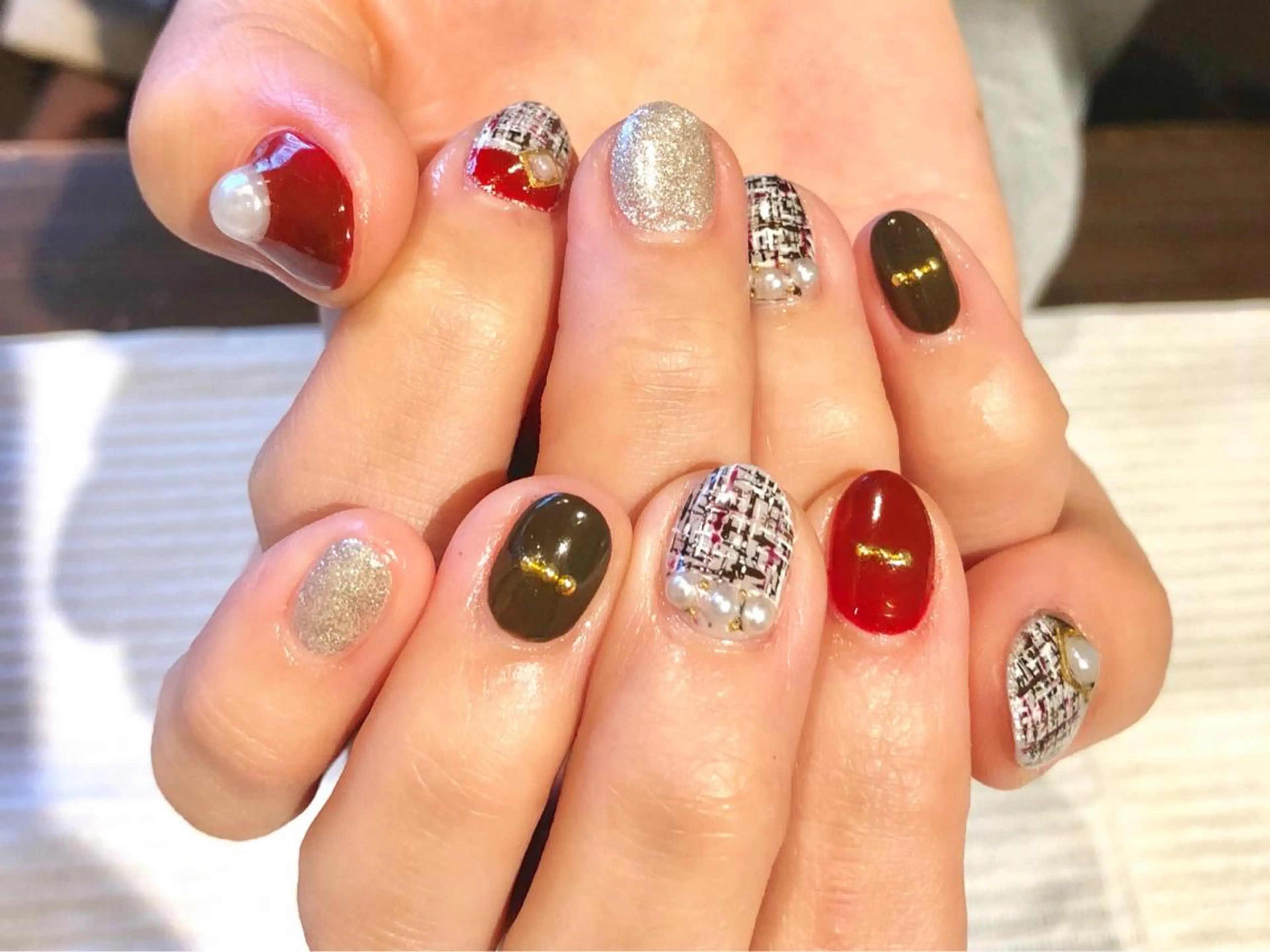 ネイル ツイードネイル TRAM-nail moriizumiのネイルデザイン