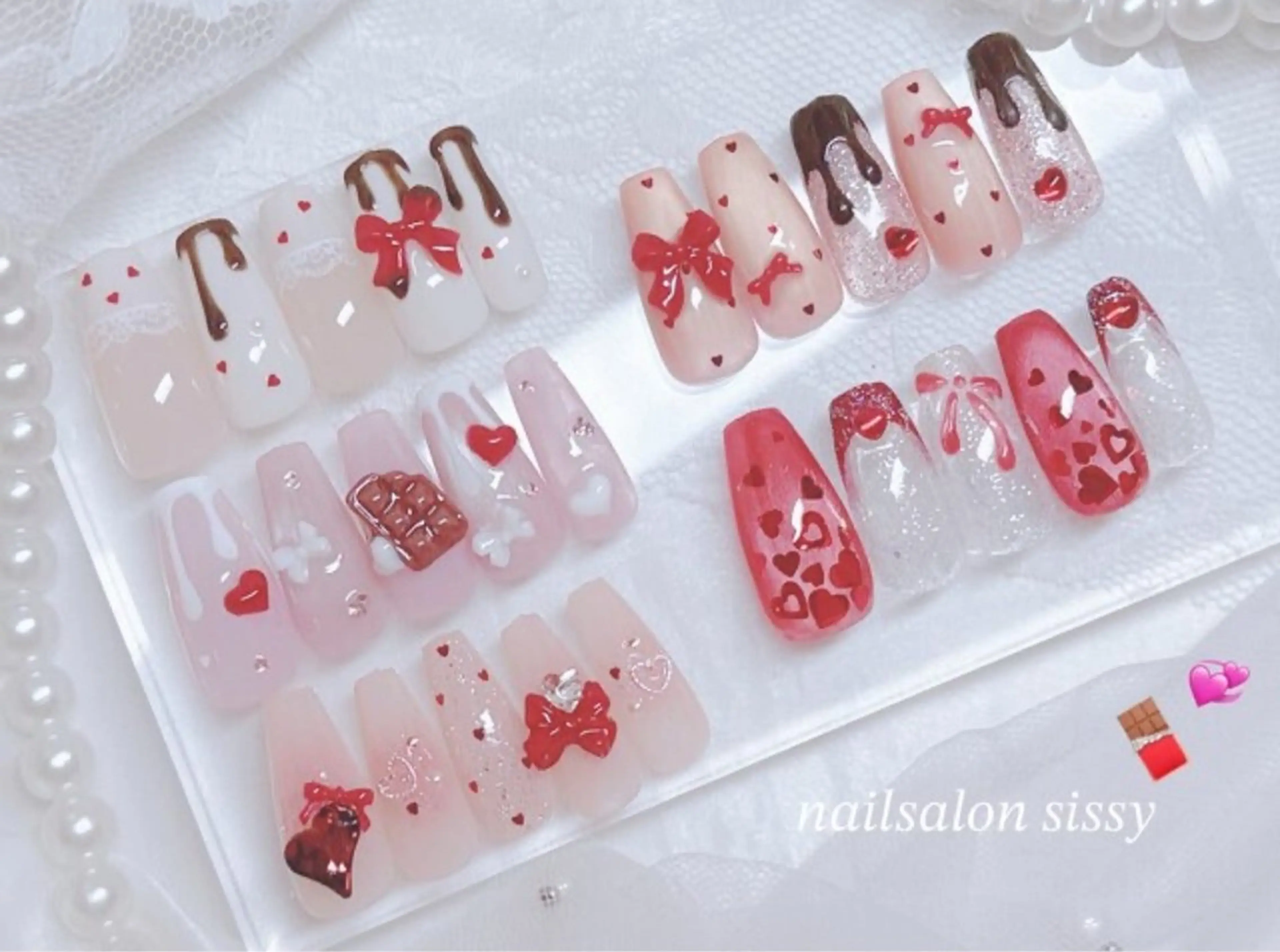 ネイル バレンタイン ハンドネイル sissy suzukaのネイルデザイン