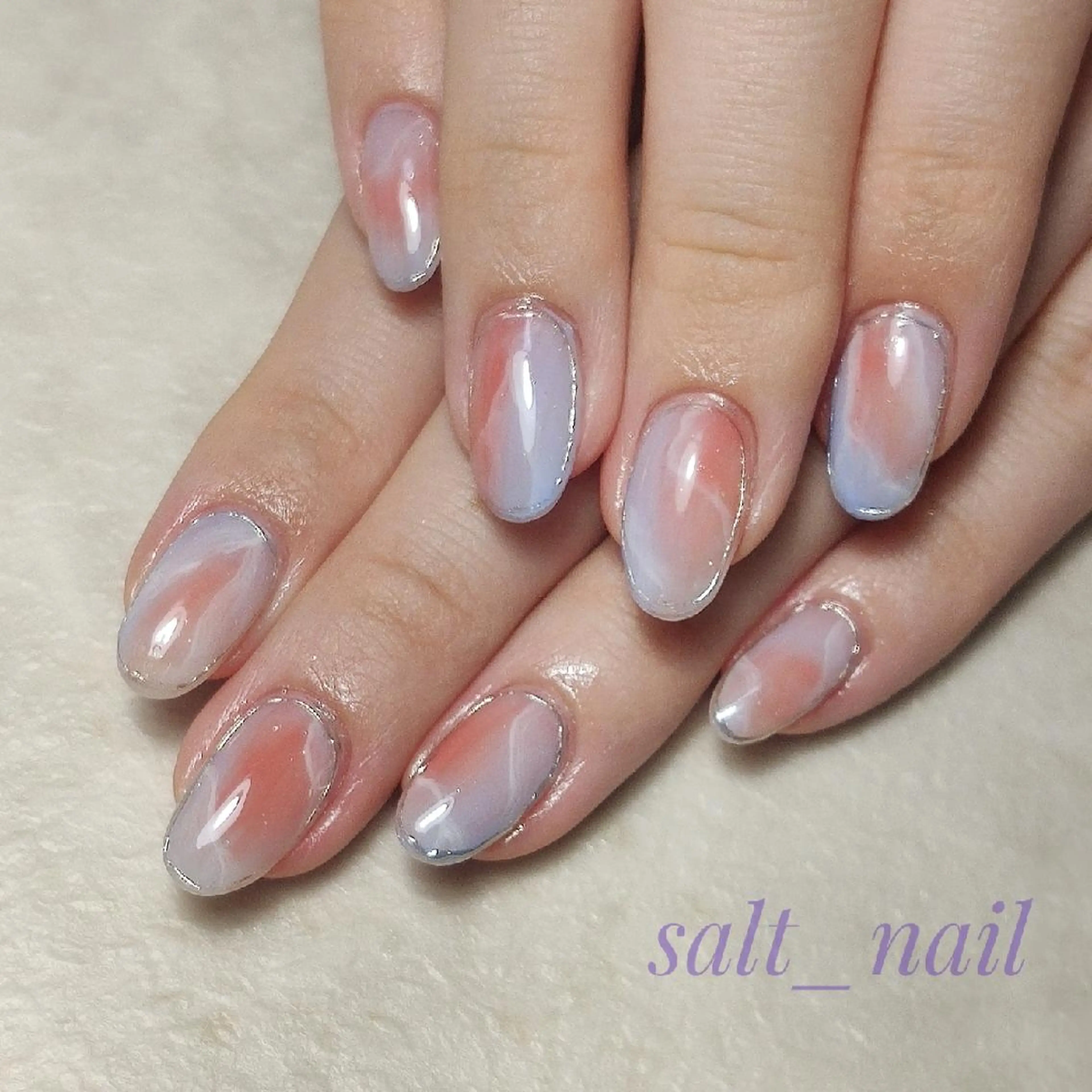 ネイル ミラーネイル ニュアンスネイル ハンドネイル 個人サロン saltnailのネイルデザイン