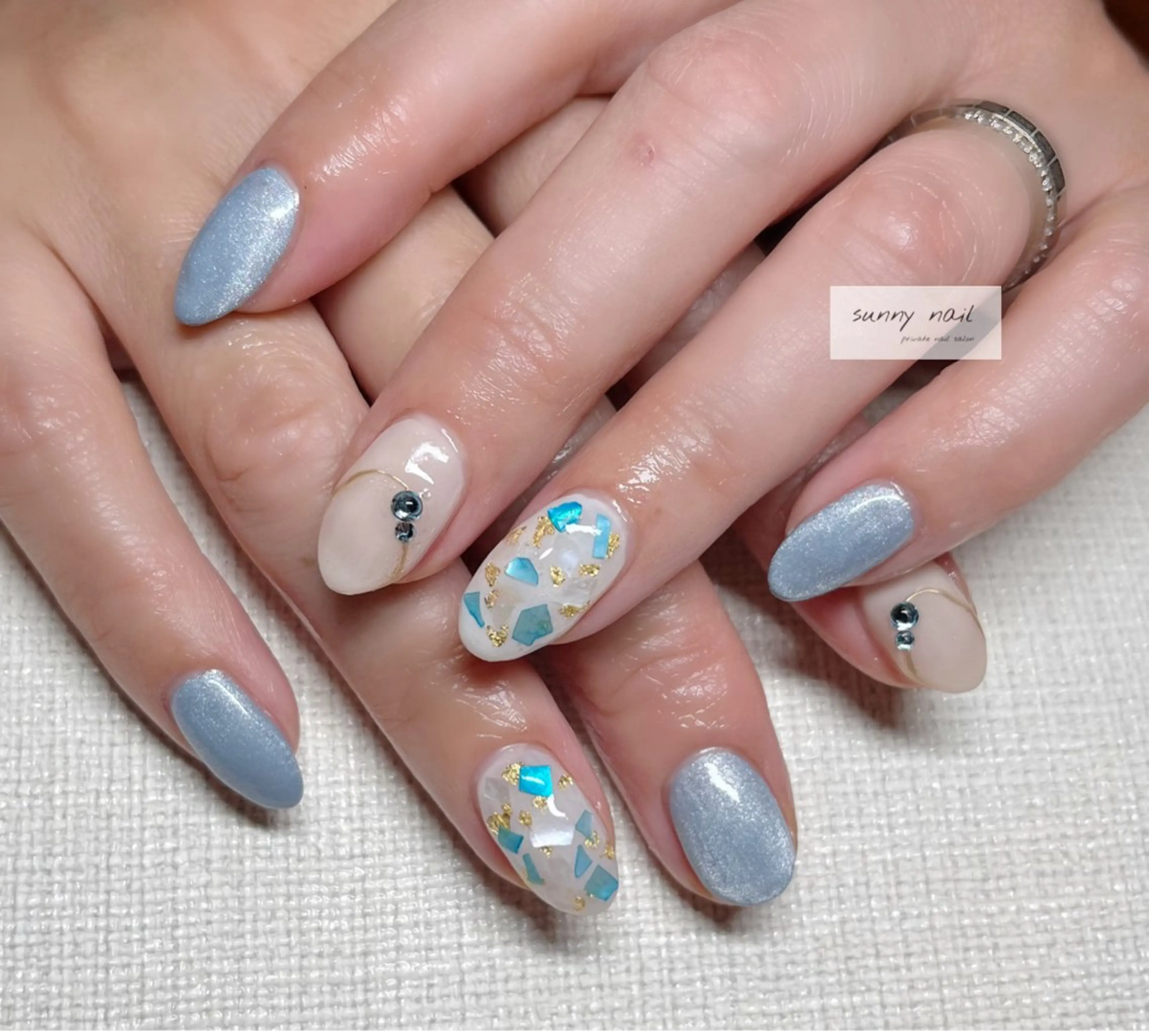 ネイル 水色 マグネットネイル sunny nailのネイルデザイン