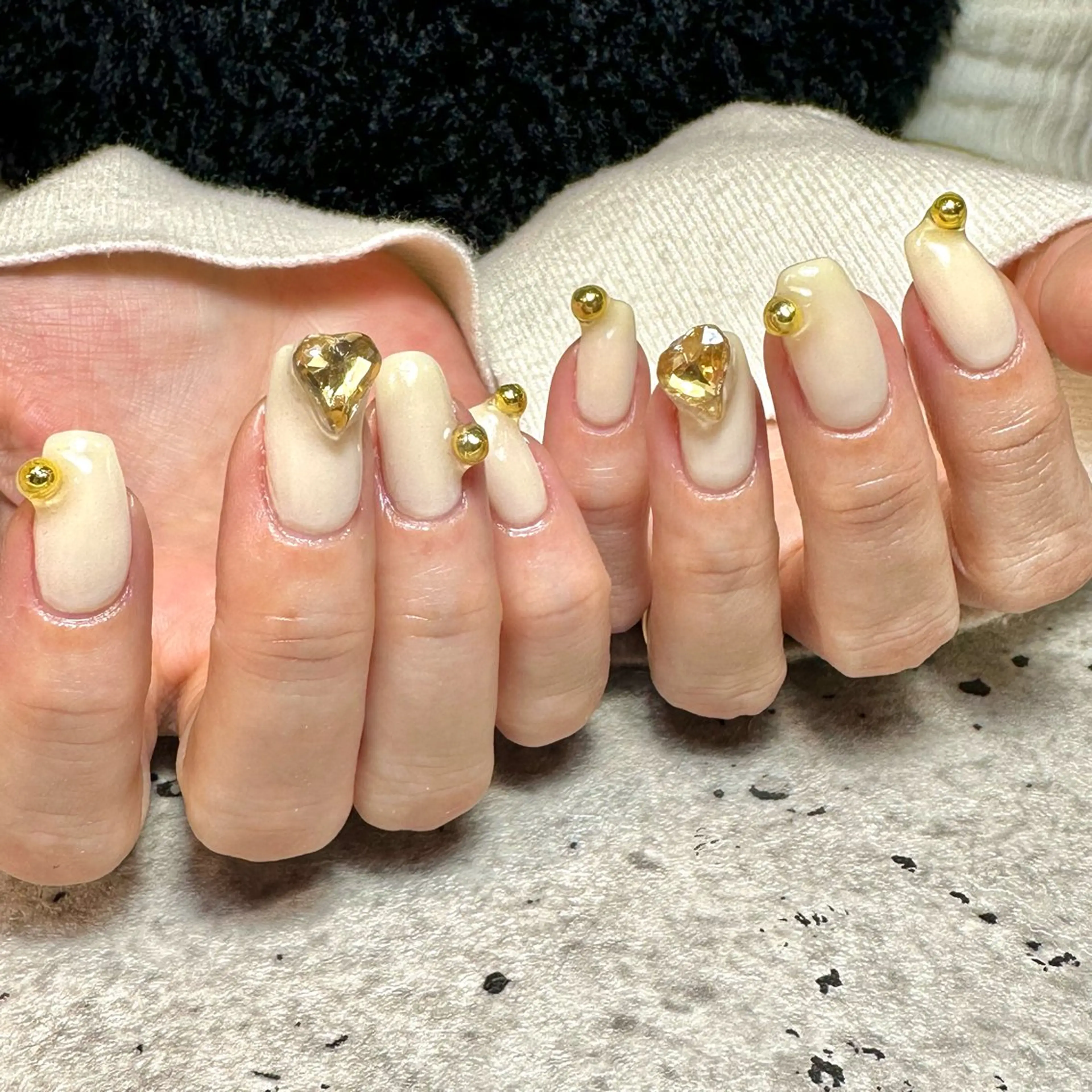 ネイル ハート ロングネイル ハンドネイル GéRanium Harukaのネイルデザイン