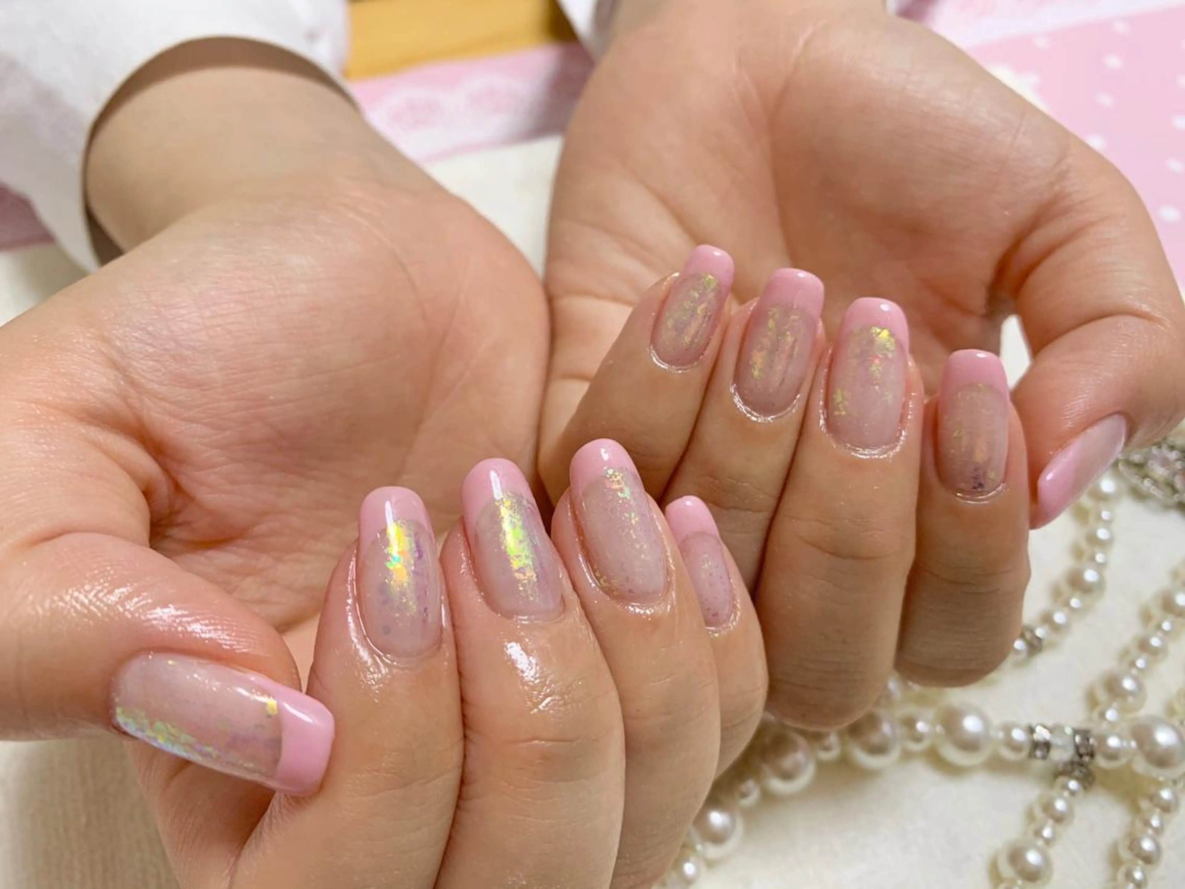 ネイル フレンチネイル ピンク 手塚 里奈のネイルデザイン