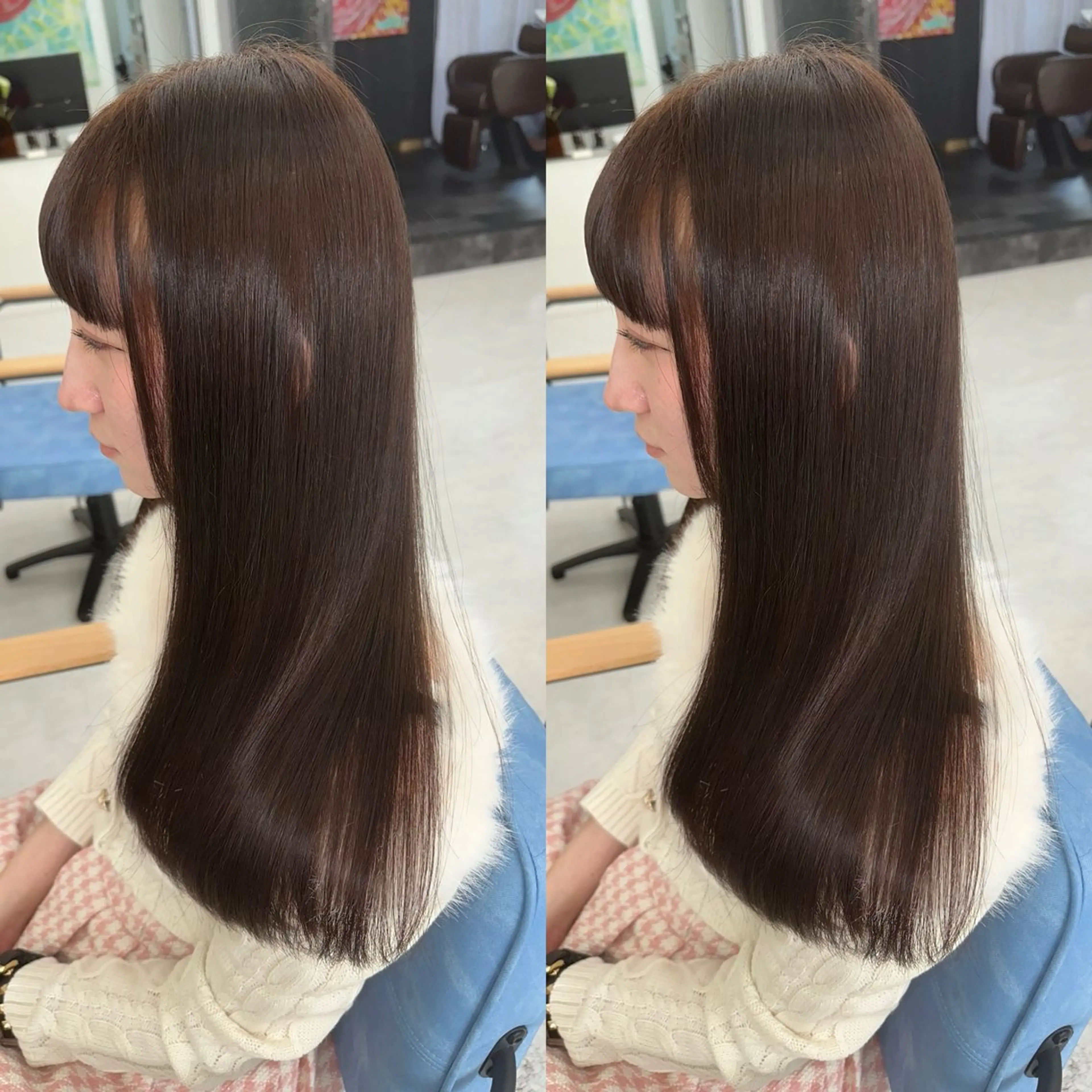 ロング カラー 髪質改善 縮毛矯正 トリートメント カット ヘアカラー トリートメント 縮毛矯正×ボブ💎 髪質改善/木下のヘアスタイル