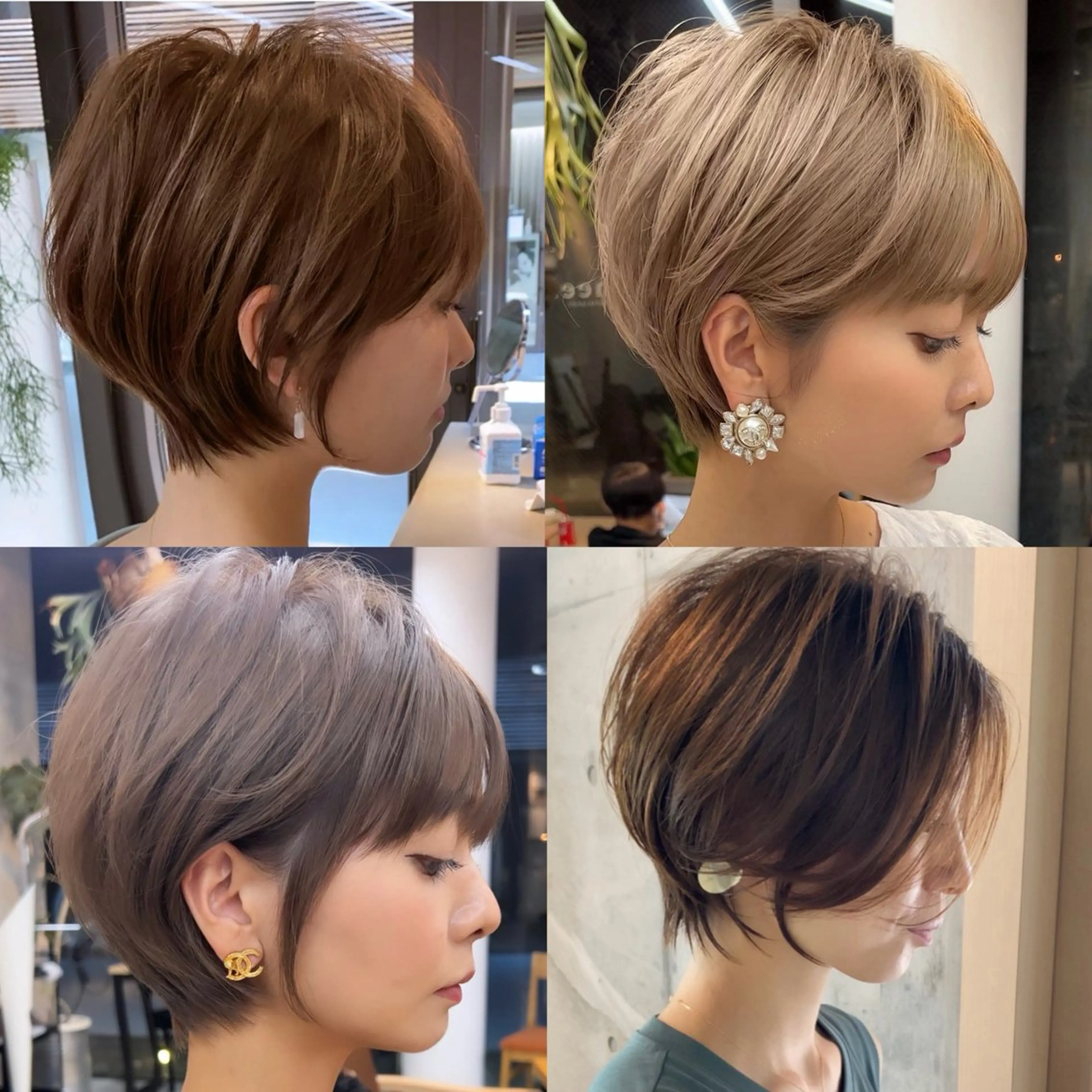 ショート 切りっぱなしボブ レイヤー/縮毛矯正のヘアスタイル