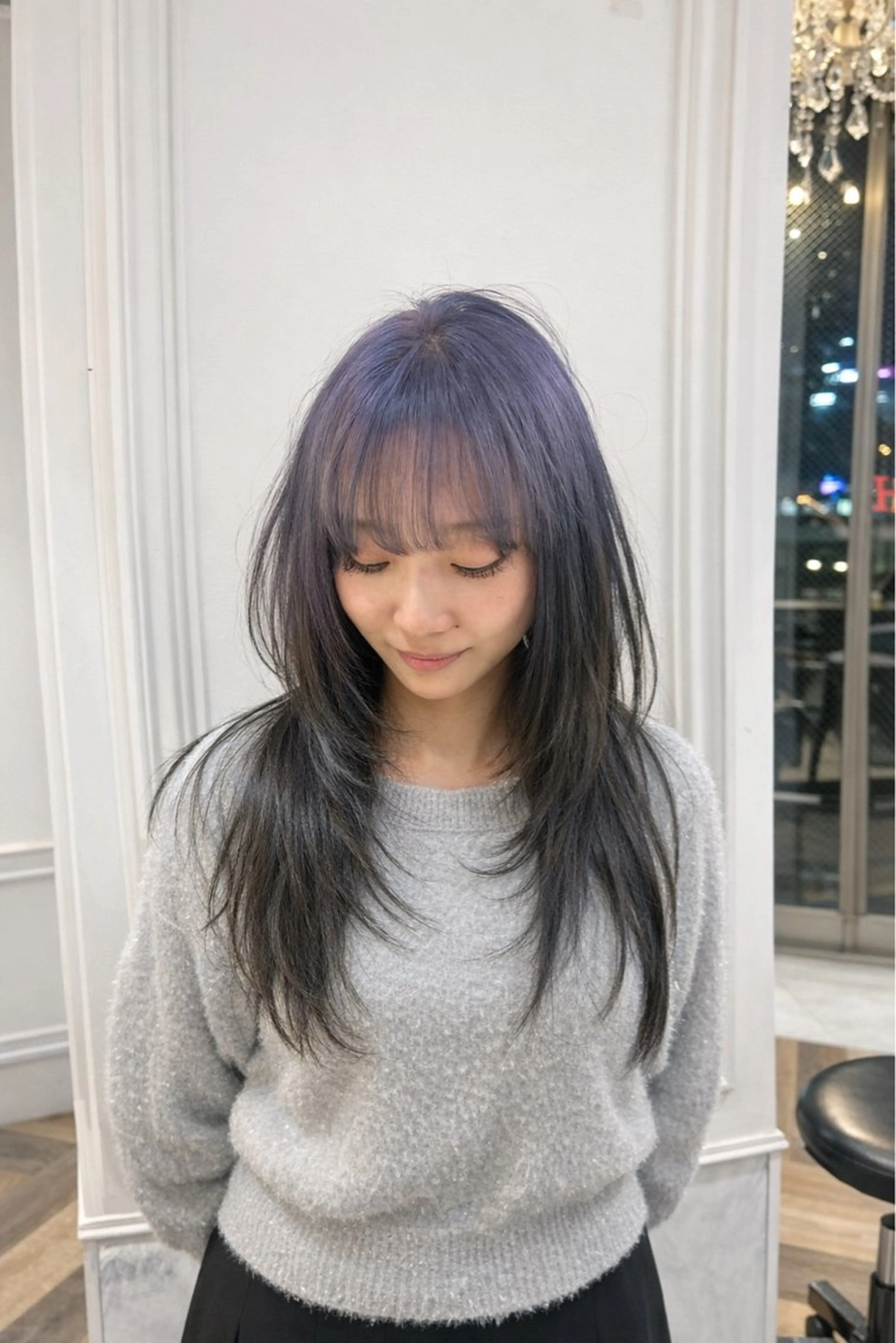 ロング カラー ハッシュカット ハイレイヤー 韓国風ヘア レイヤーカット カット 野田阪神/レイヤー/ ハイライト/yuuのヘアスタイル