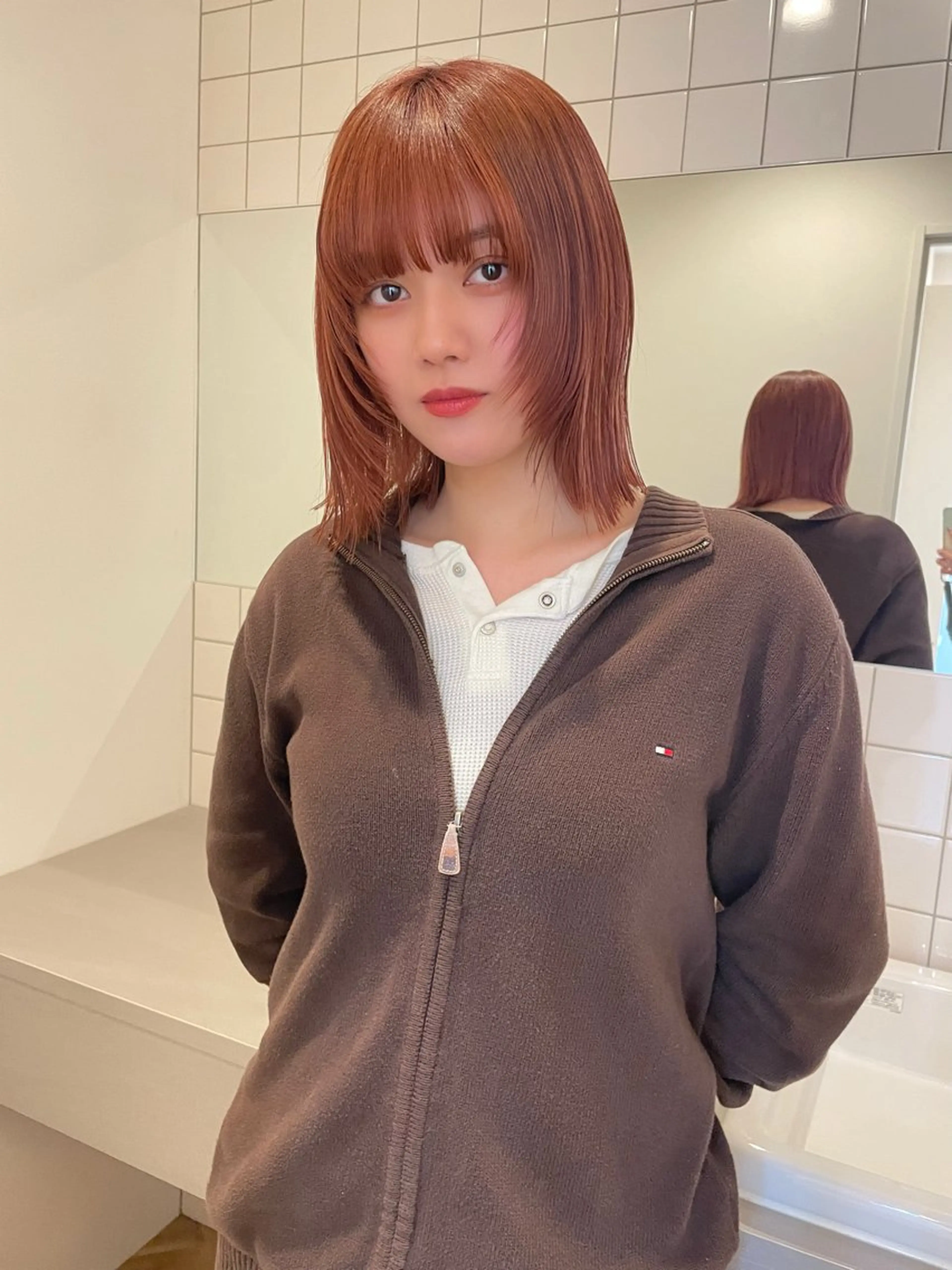 ミディアム ボブレイヤー ボブ レイヤーカット ボブカットモデル/パ ーマ/harunaのヘアスタイル