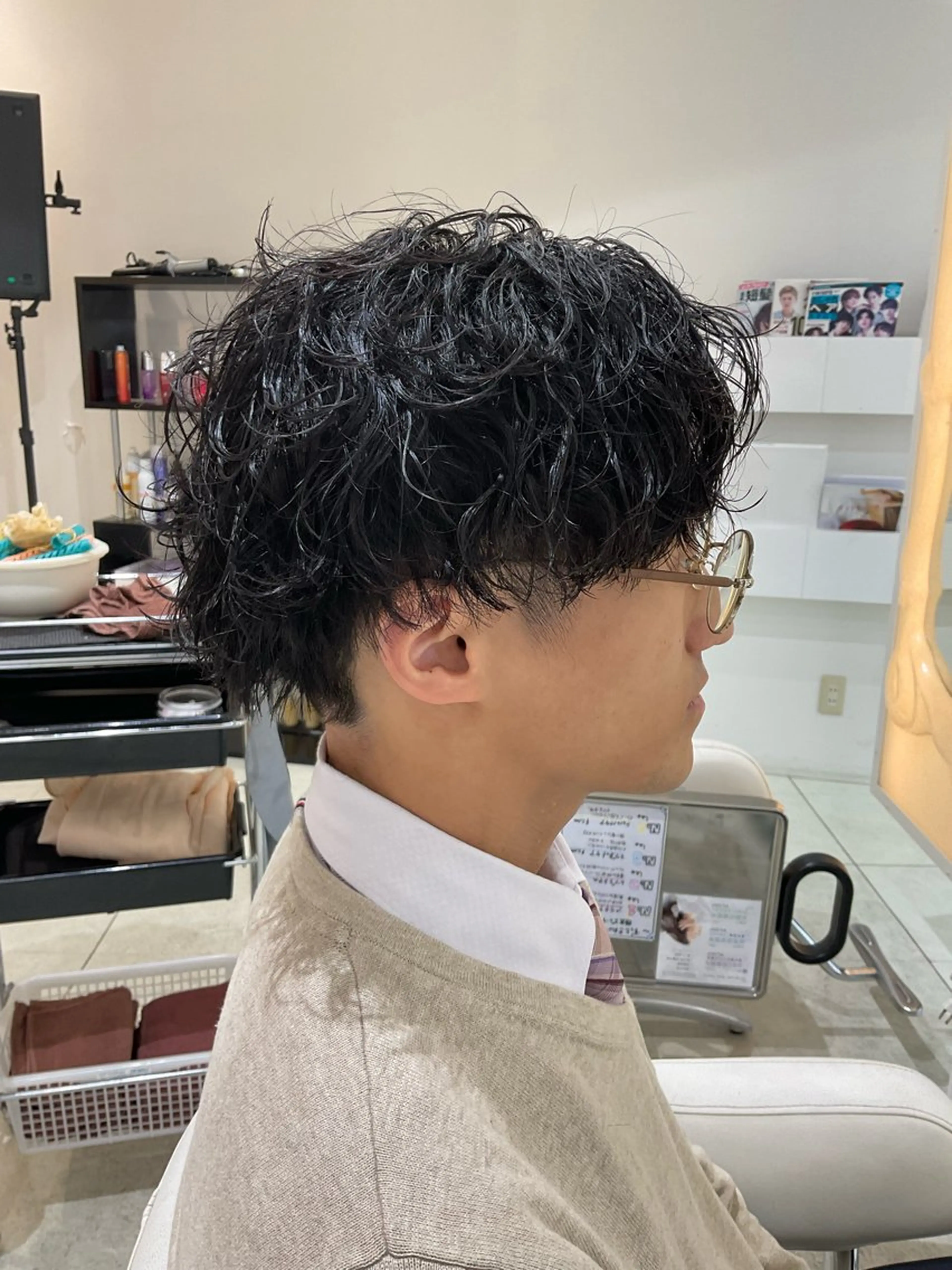パーマ メンズ 波巻きパーマ 稲村 直也のヘアスタイル