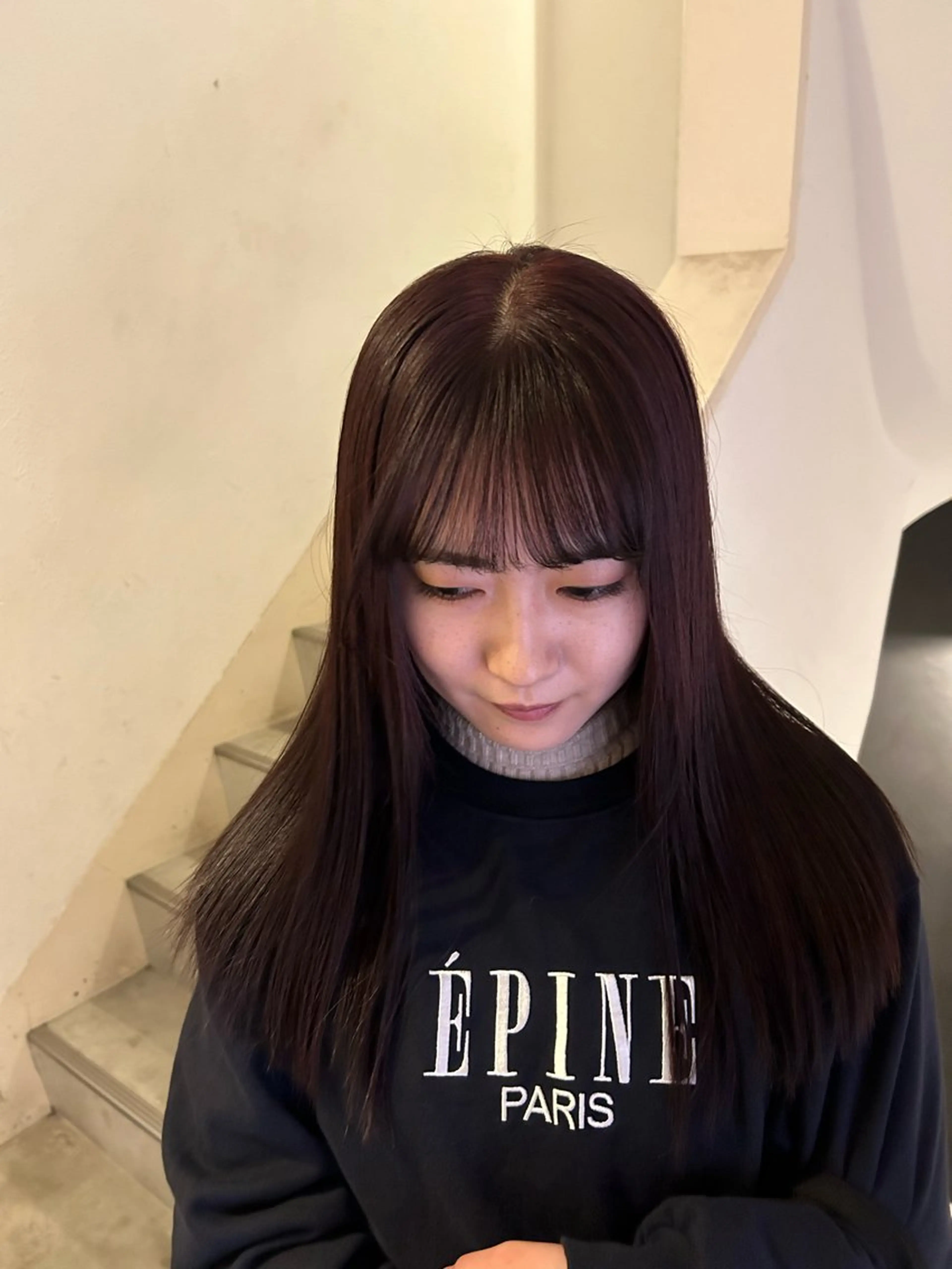 ミディアム カラー ボルドーカラー 愛結 暖色カラー🎀🩰のヘアスタイル