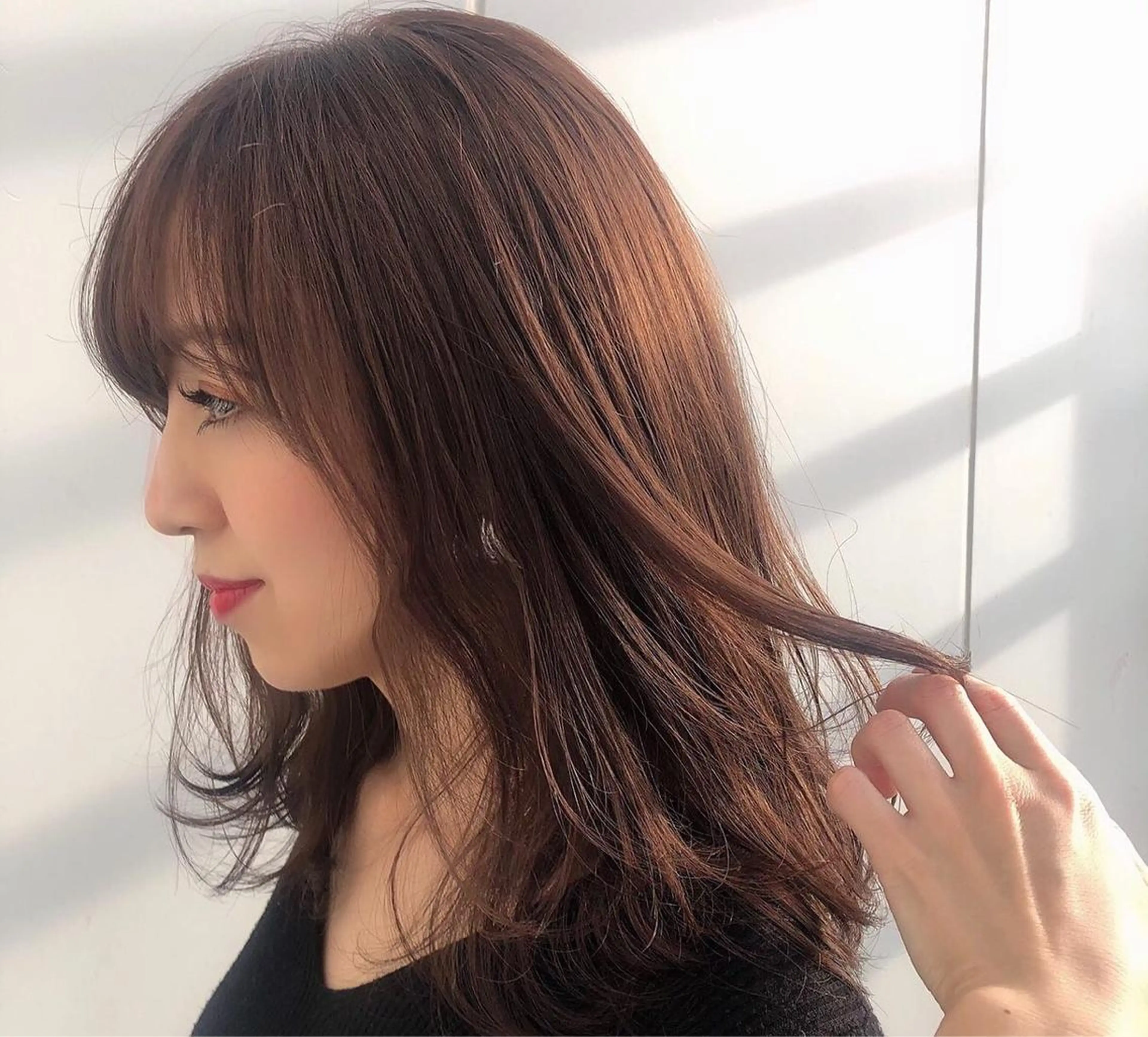 ミディアム カット ヘアカラー トリートメント ヘッドスパ 小田 莉加子のヘアスタイル