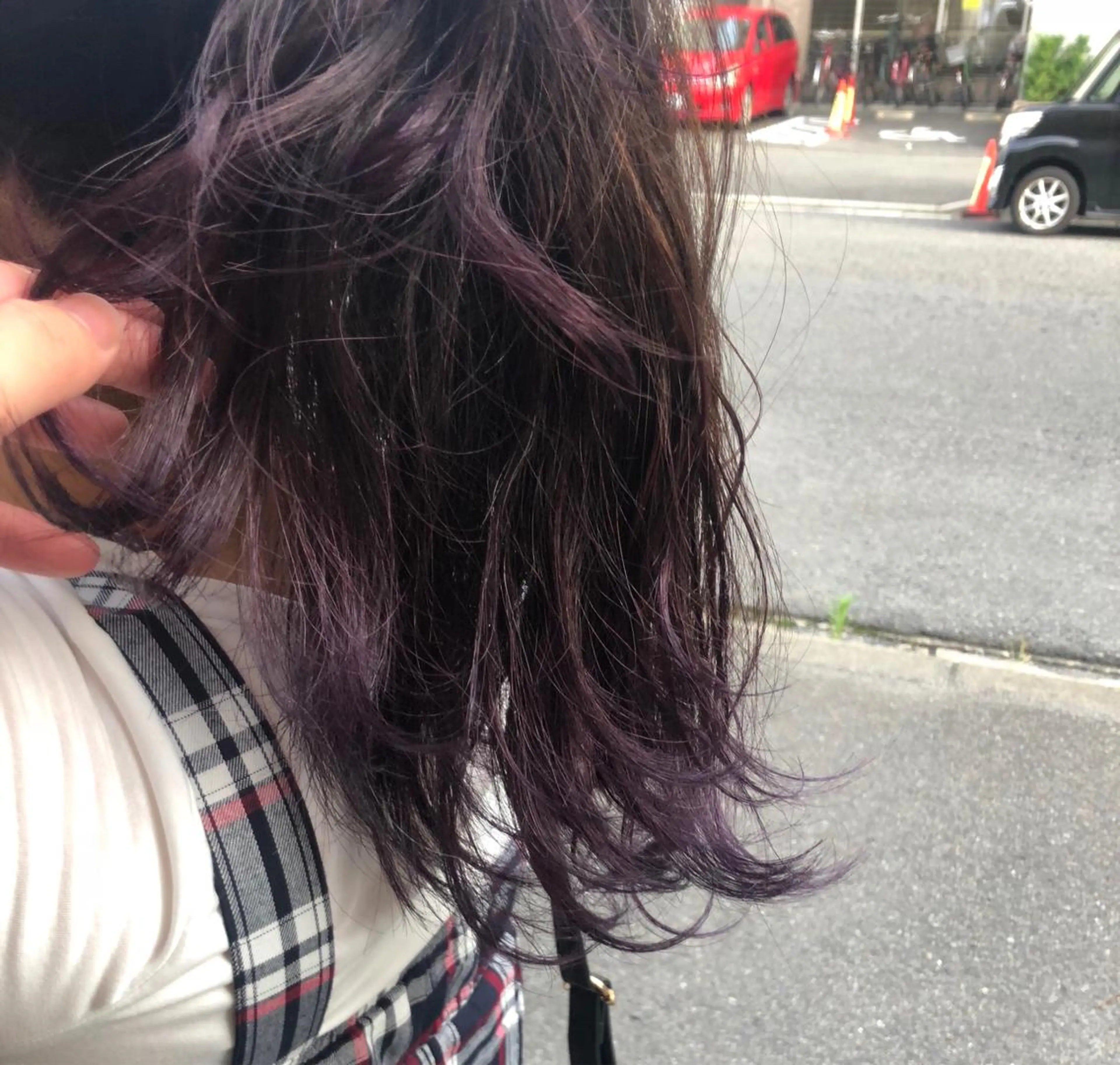 ロング カラー パープルカラー 永井 悠大のヘアスタイル