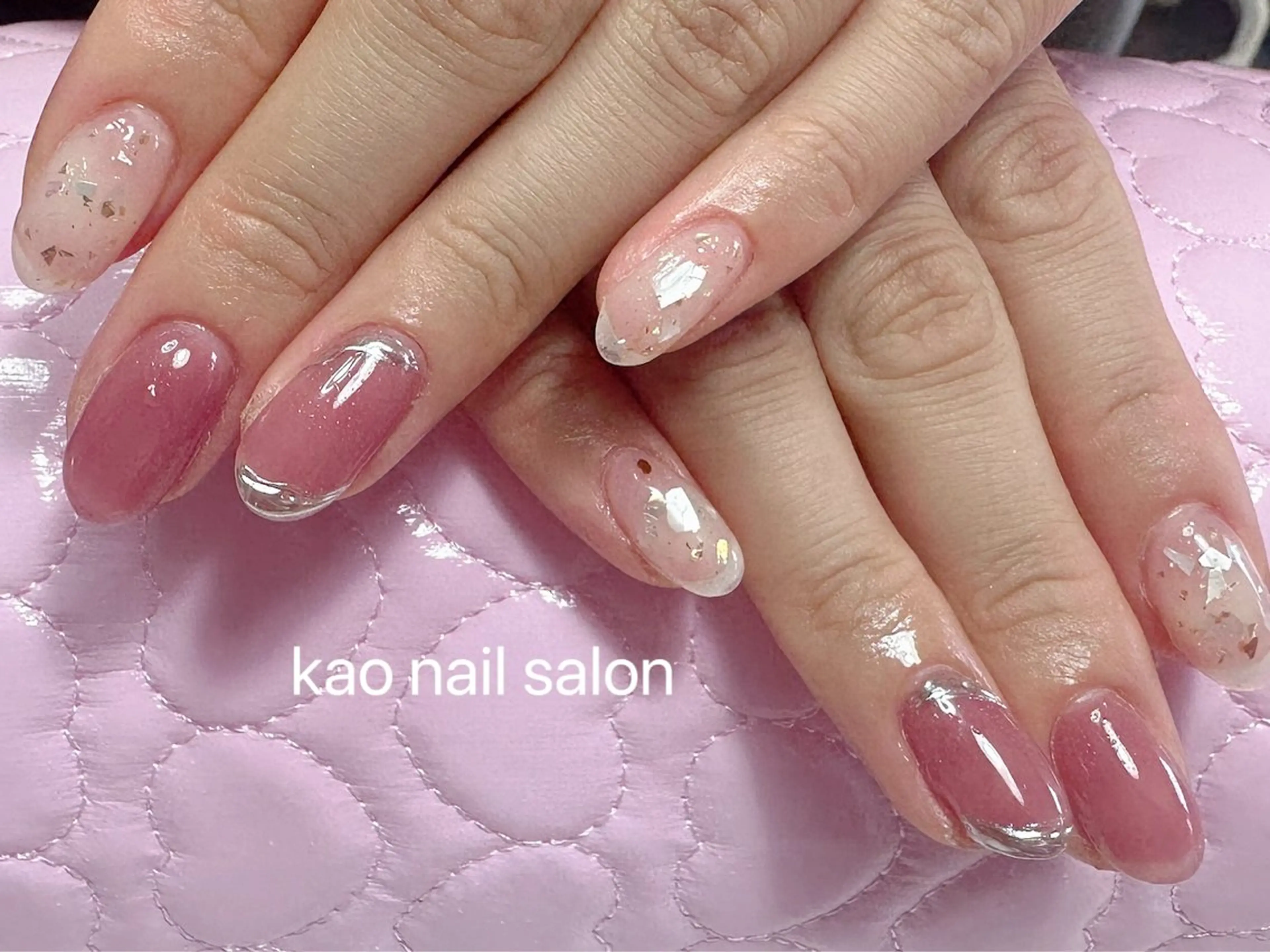 ネイル チークネイル 長さ出し フレンチネイル ジェルネイル ガラスフレンチ ハンドネイル kao nail マグネット/長さだしのネイルデザイン