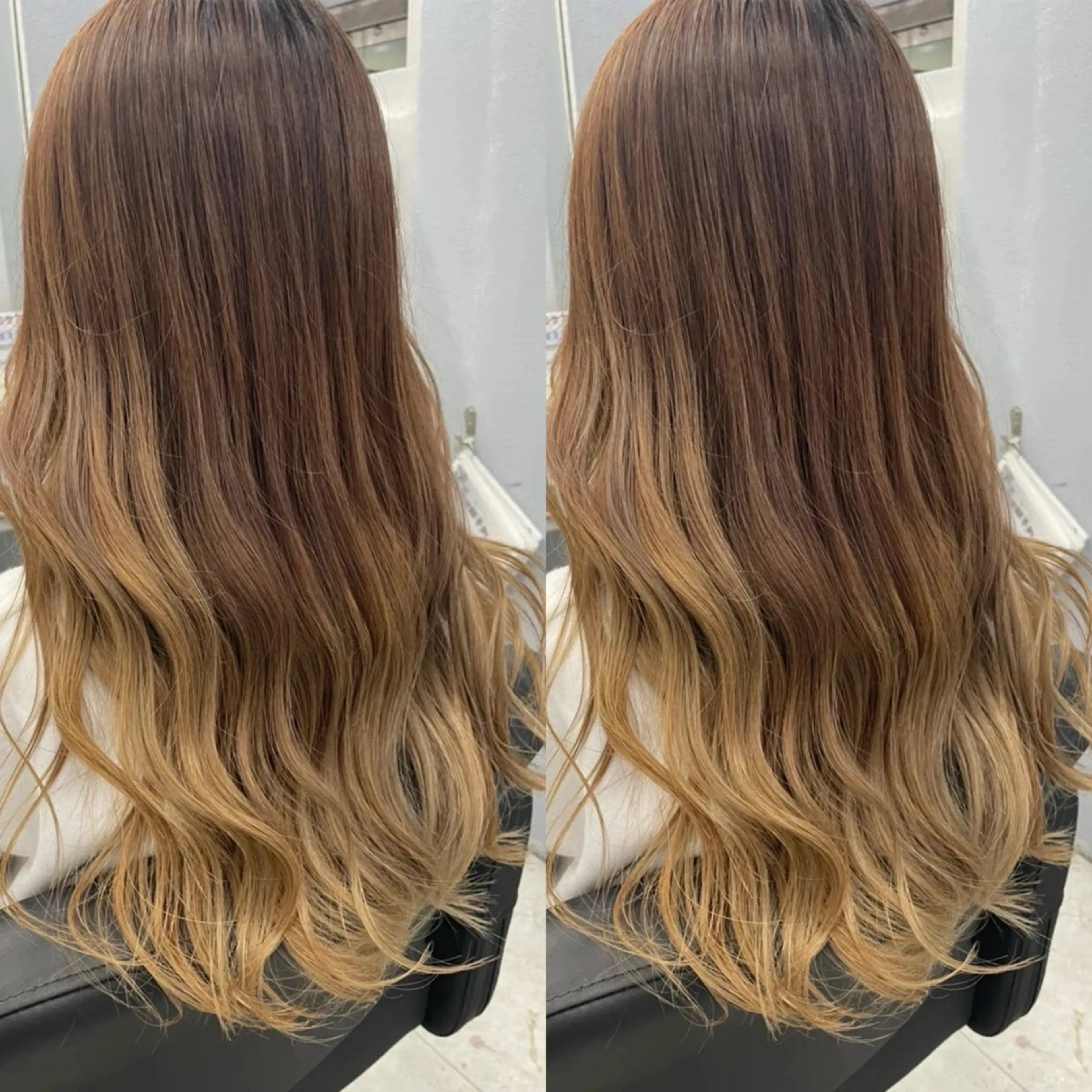 ロング カラー ベージュカラー グラデーションカラー ミルクティーベージュ カット ヘアカラー トリートメント ヘアセット ブリーチ無しダブル カラー🦕まどかのヘアスタイル