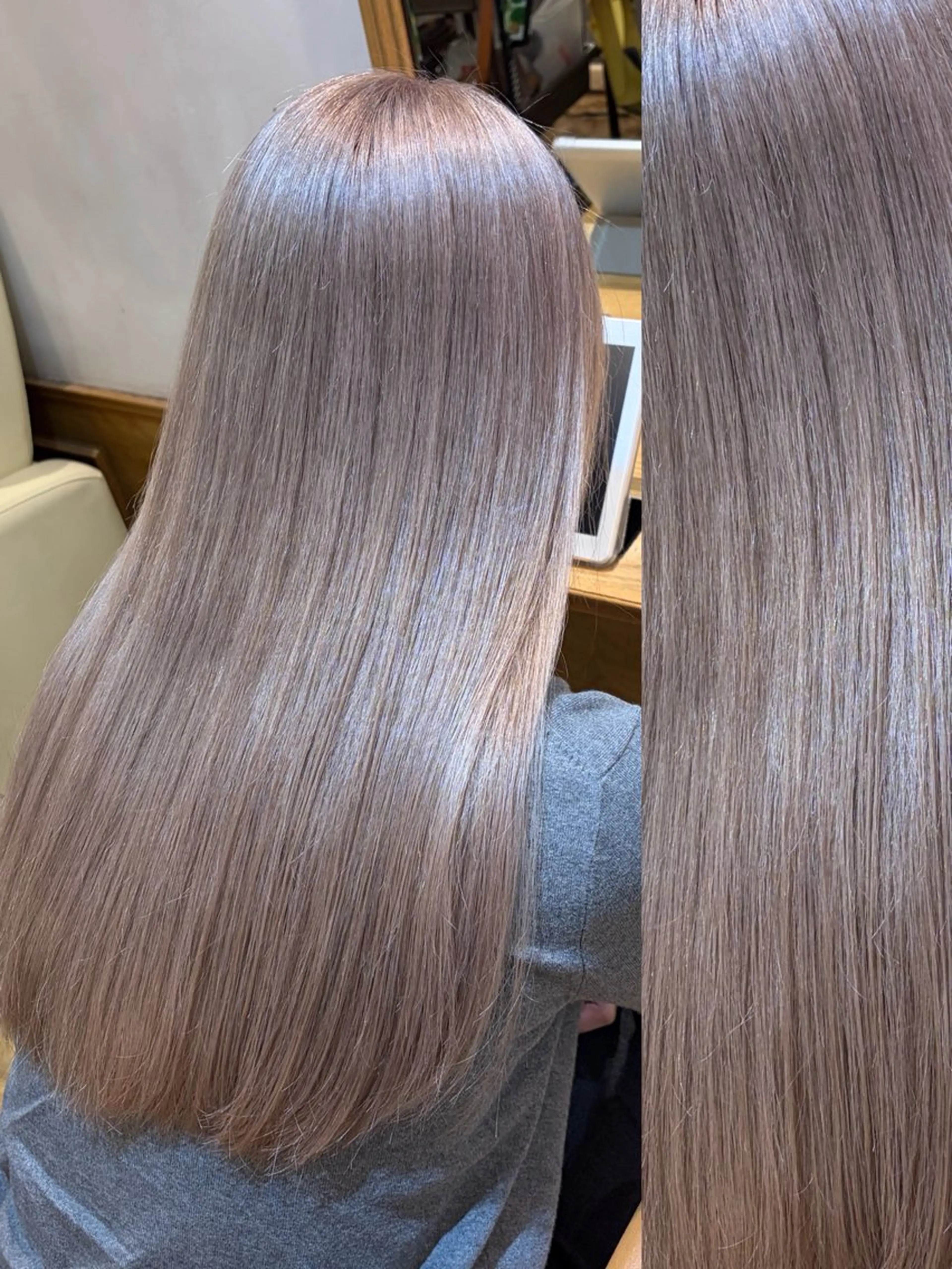 ロング カラー ベージュカラー ブリーチ ケアブリーチ 透明感カラー ダブルカラー ヘアカラー トリートメント 👑髪質改善wカラー /ハイトーン/アユカのヘアスタイル